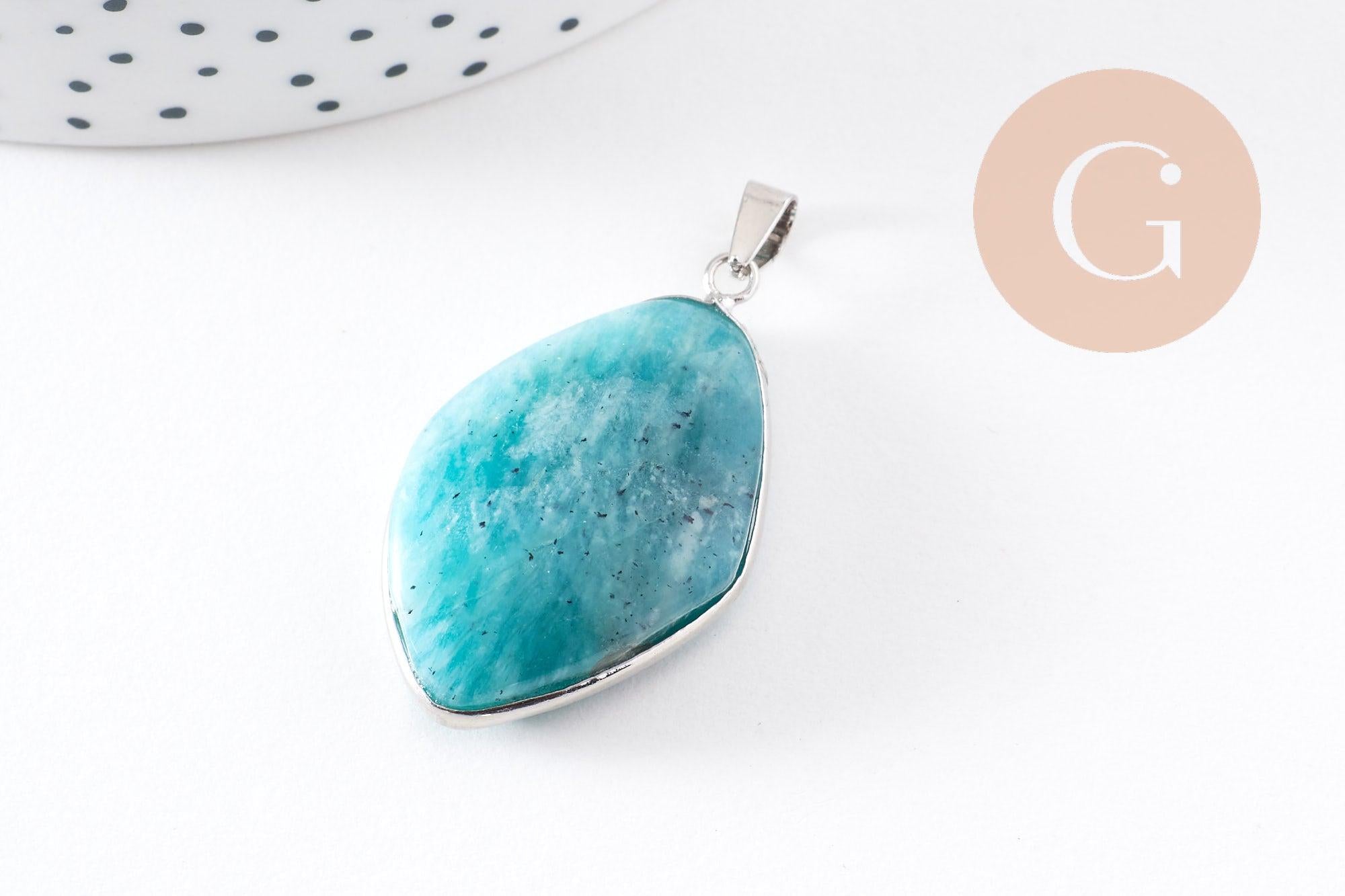Gingerlily Feuille Amazonite Laiton 34-46mm x1 Pendentif
