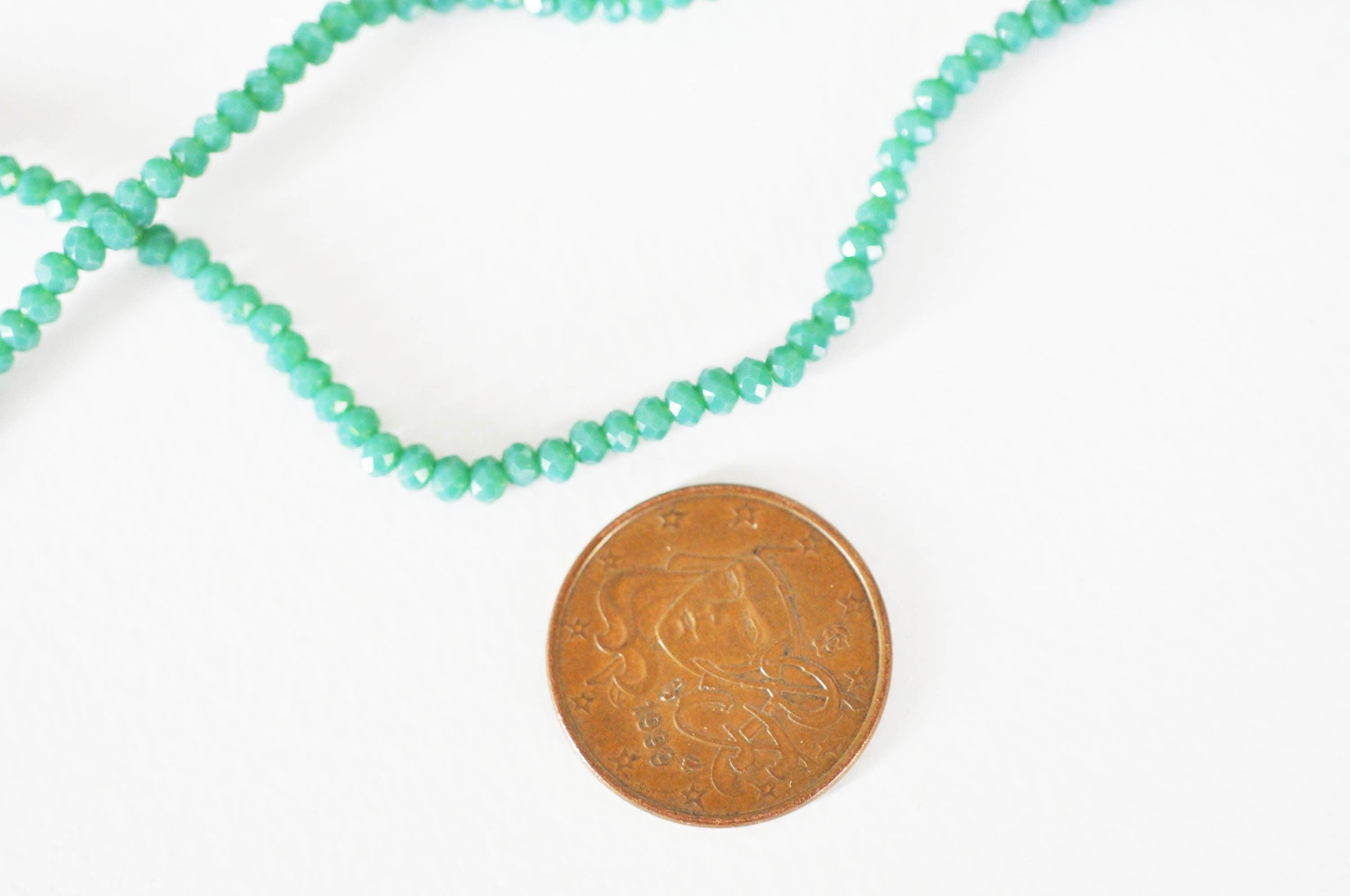 Gingerlily Perles toupies cristal vert émeraude 3mm fil 180
