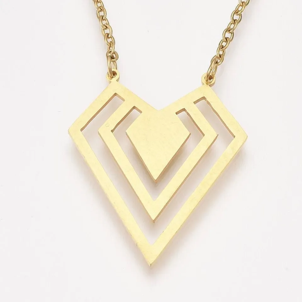 Gingerlily Chaînes collier acier doré diamant 45cm sans nickel