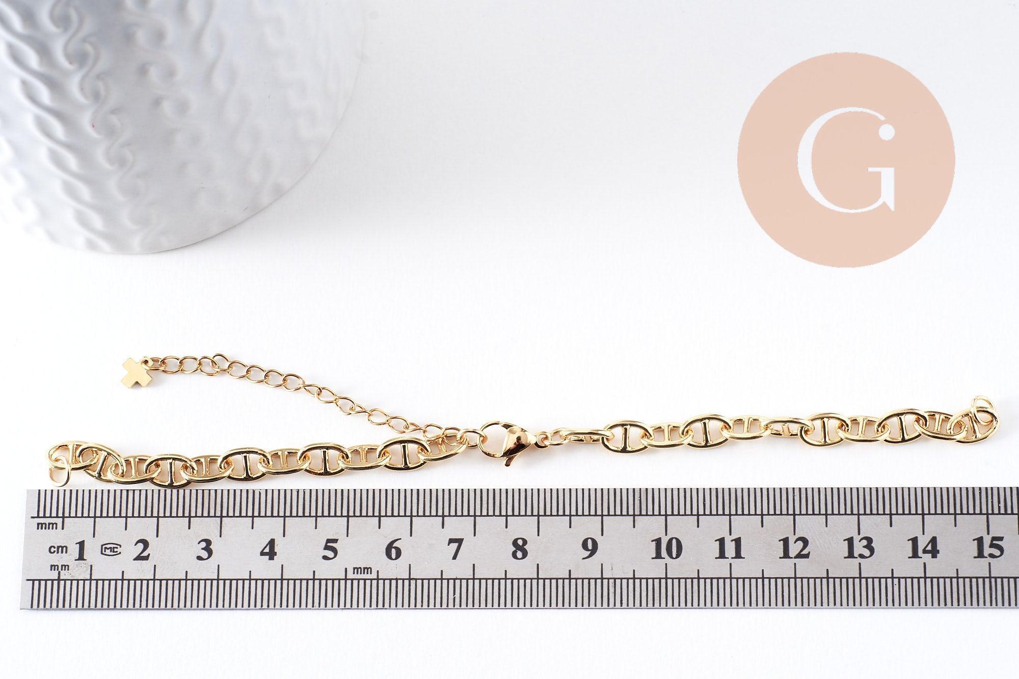 Gingerlily Apprêts G10394 base bracelet maille marine doré 15cm