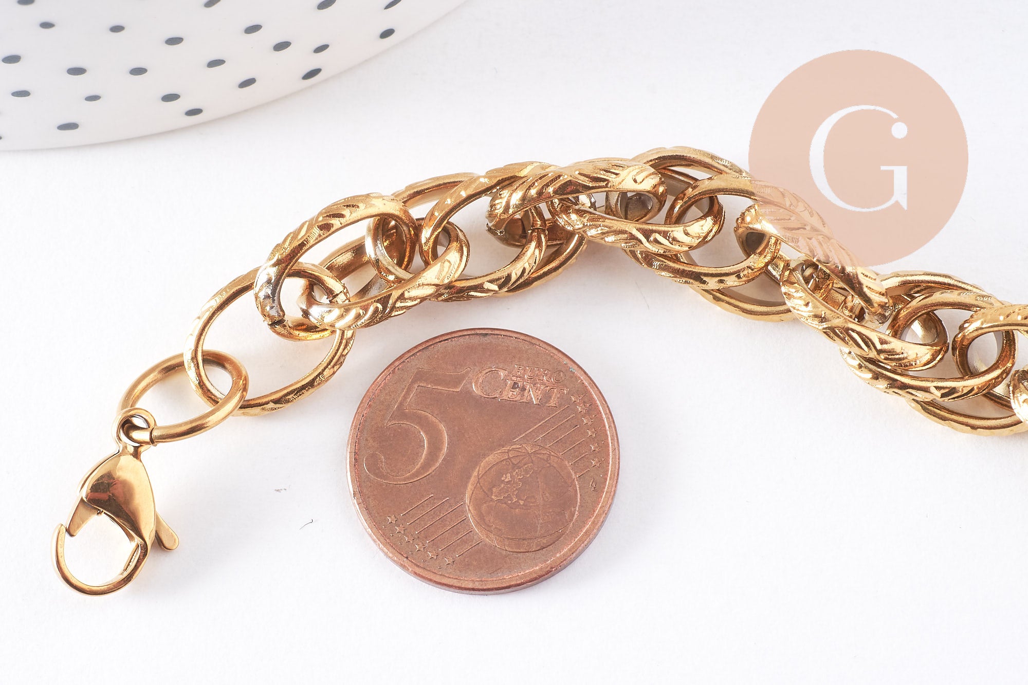 Gingerlily Perles G4197 bracelet grosse maille doré 20,5cm x1