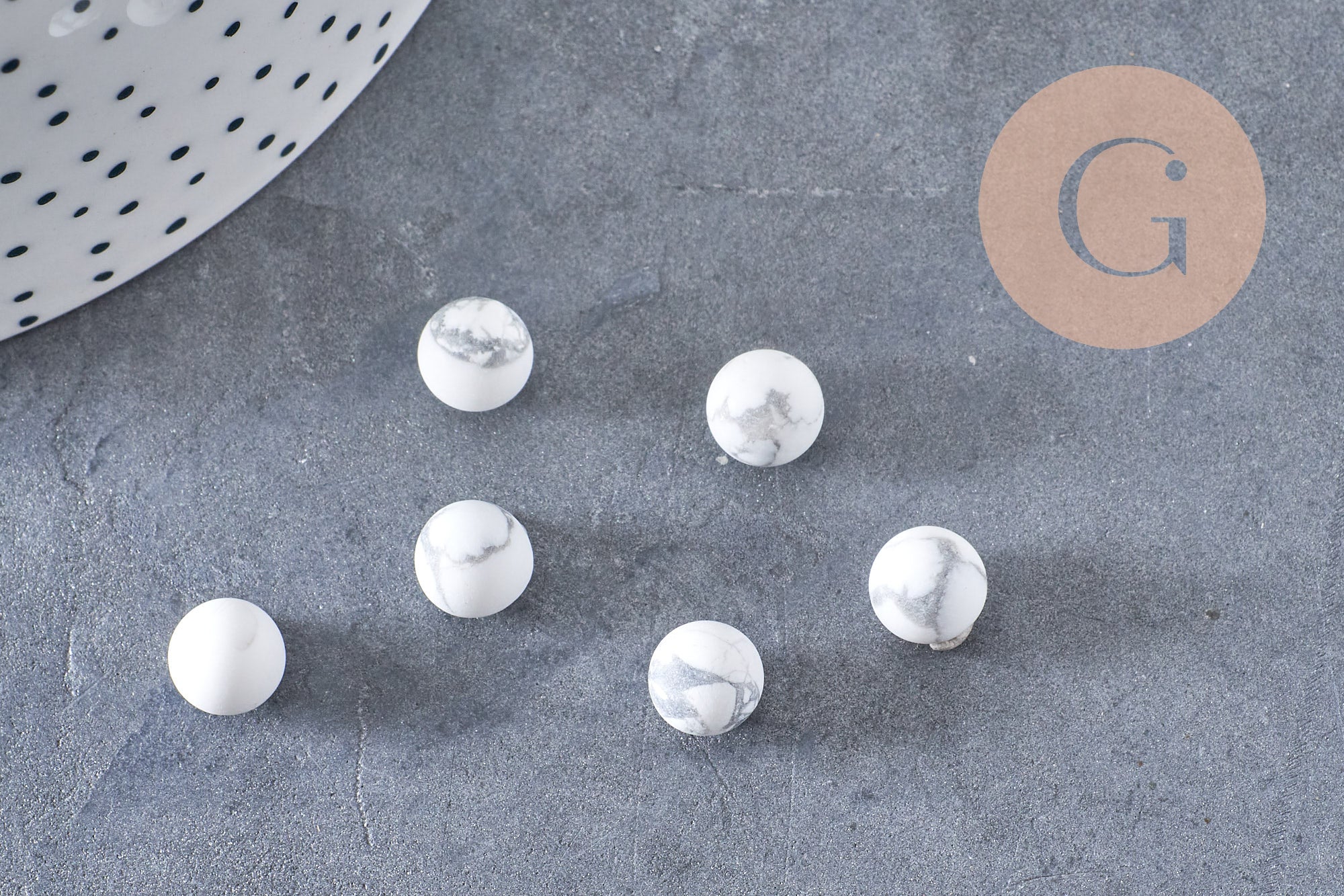 Gingerlily howlite G5837 sphère 8mm non percée blanche x1