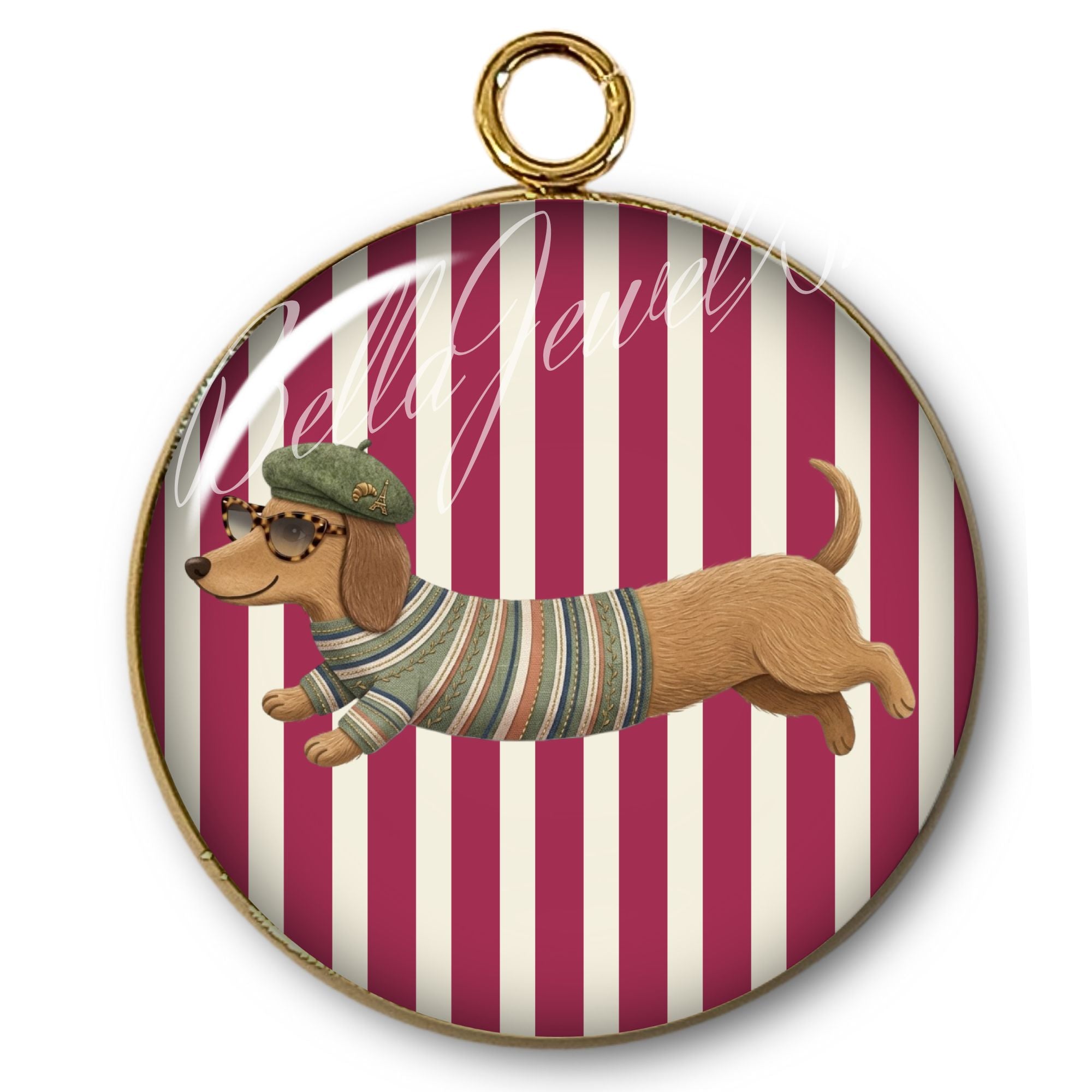 Artshop 85 pendentif Intemporel teckel rayures 31mm x1