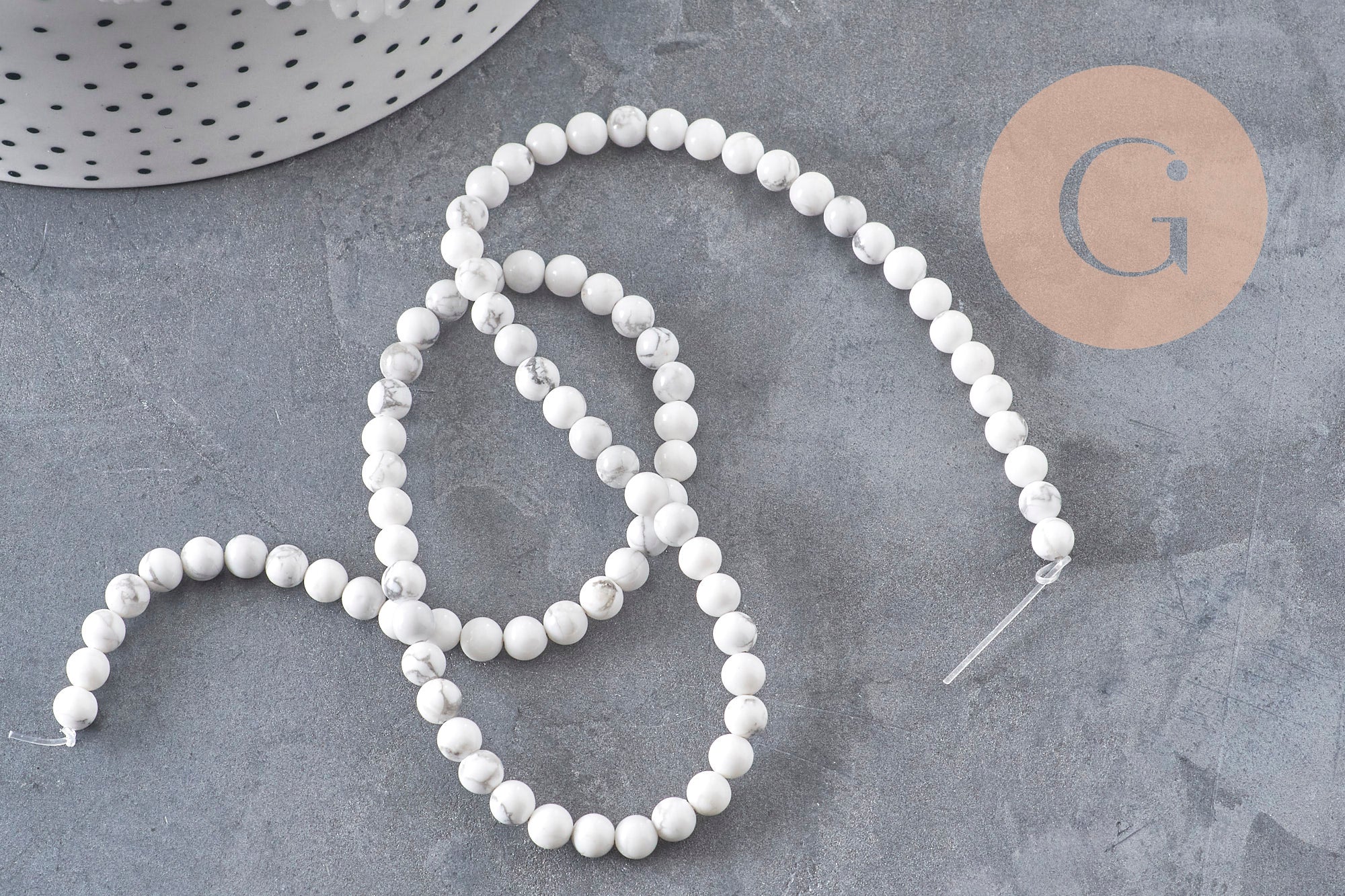 Gingerlily Perles howlite blanche 4mm fil 38cm marbré