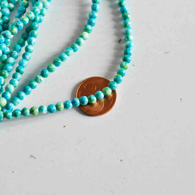 Gingerlily Perles jade océan bleu 4mm fil 35cm