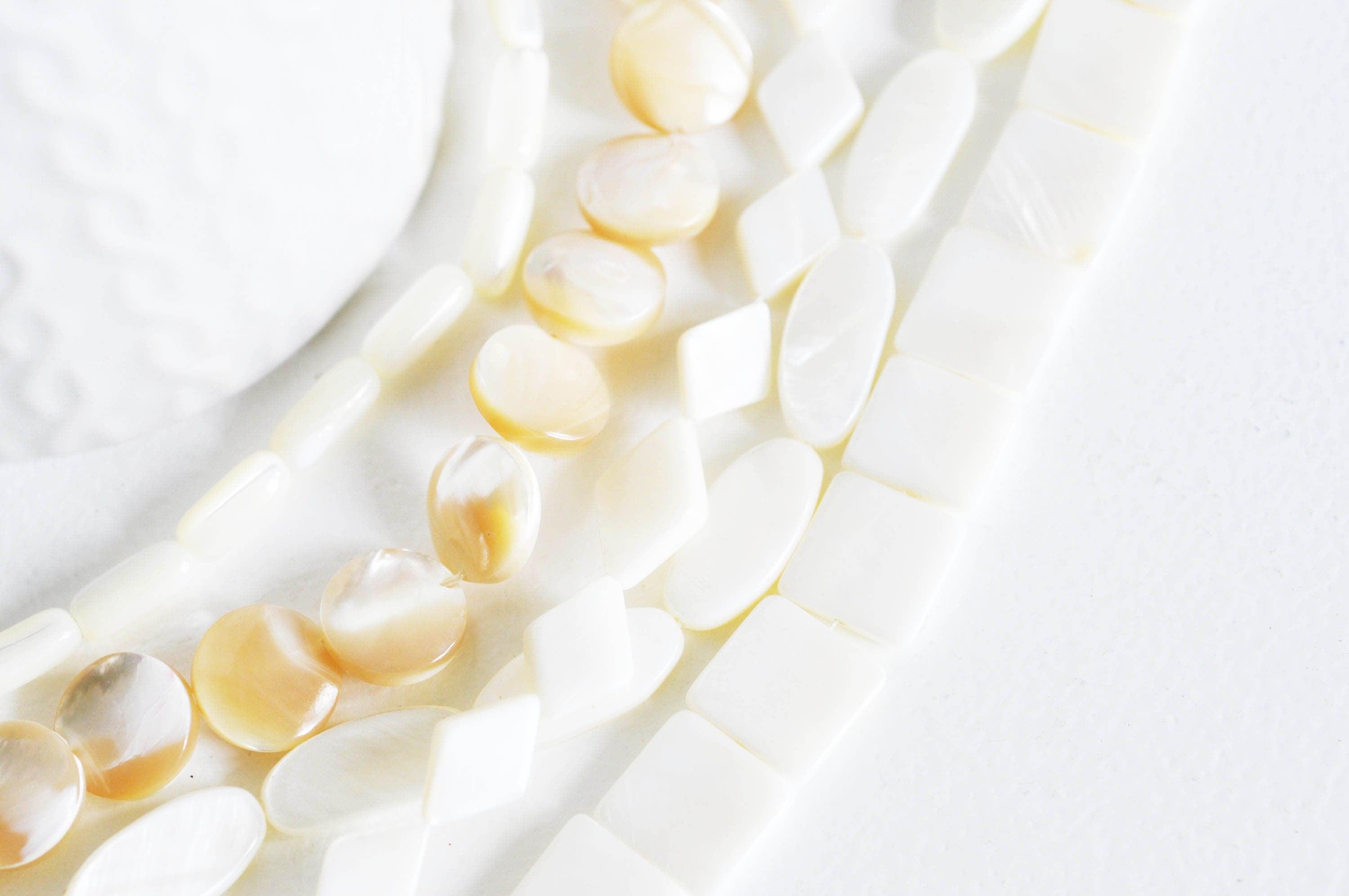 Gingerlily G1629 perles nacre blanche ovale 14 mm x5