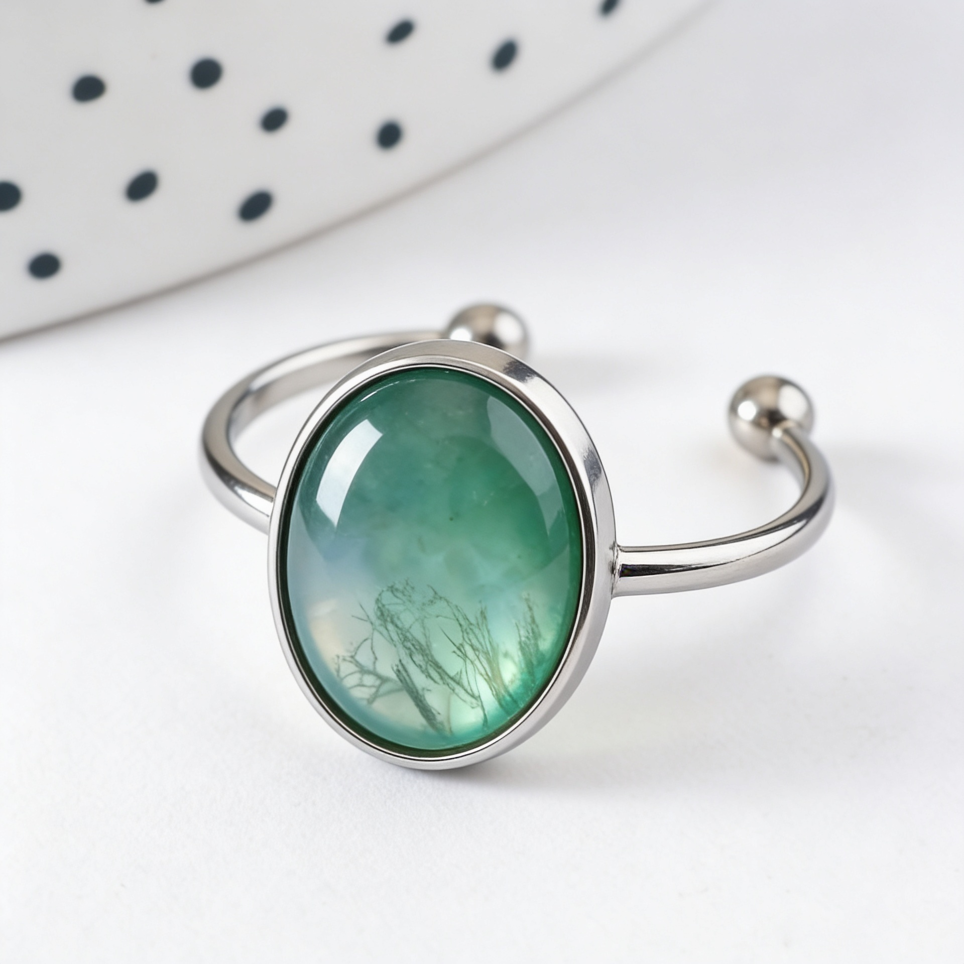 Gingerlily G10296 bague réglable cabochon acier doré x2