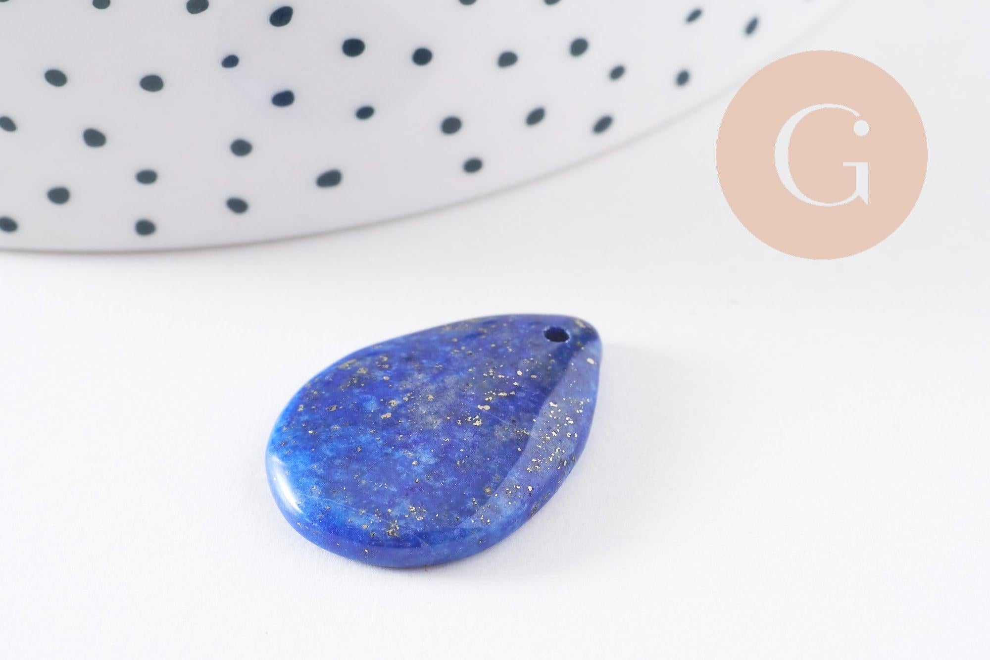 Gingerlily pendentif goutte lapis lazuli 25,5 mm x1 bleu