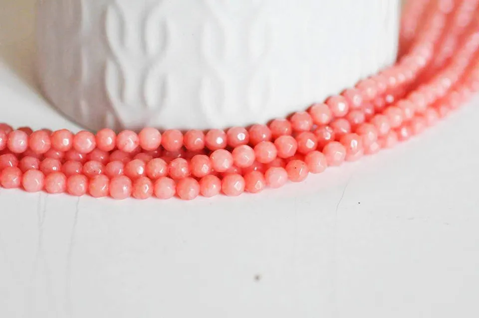 Gingerlily Perles jade rose rodochrosite perle facette 4mm fil