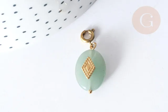 Gingerlily Pendentif amulette G7626 goutte aventurine 29mm x1