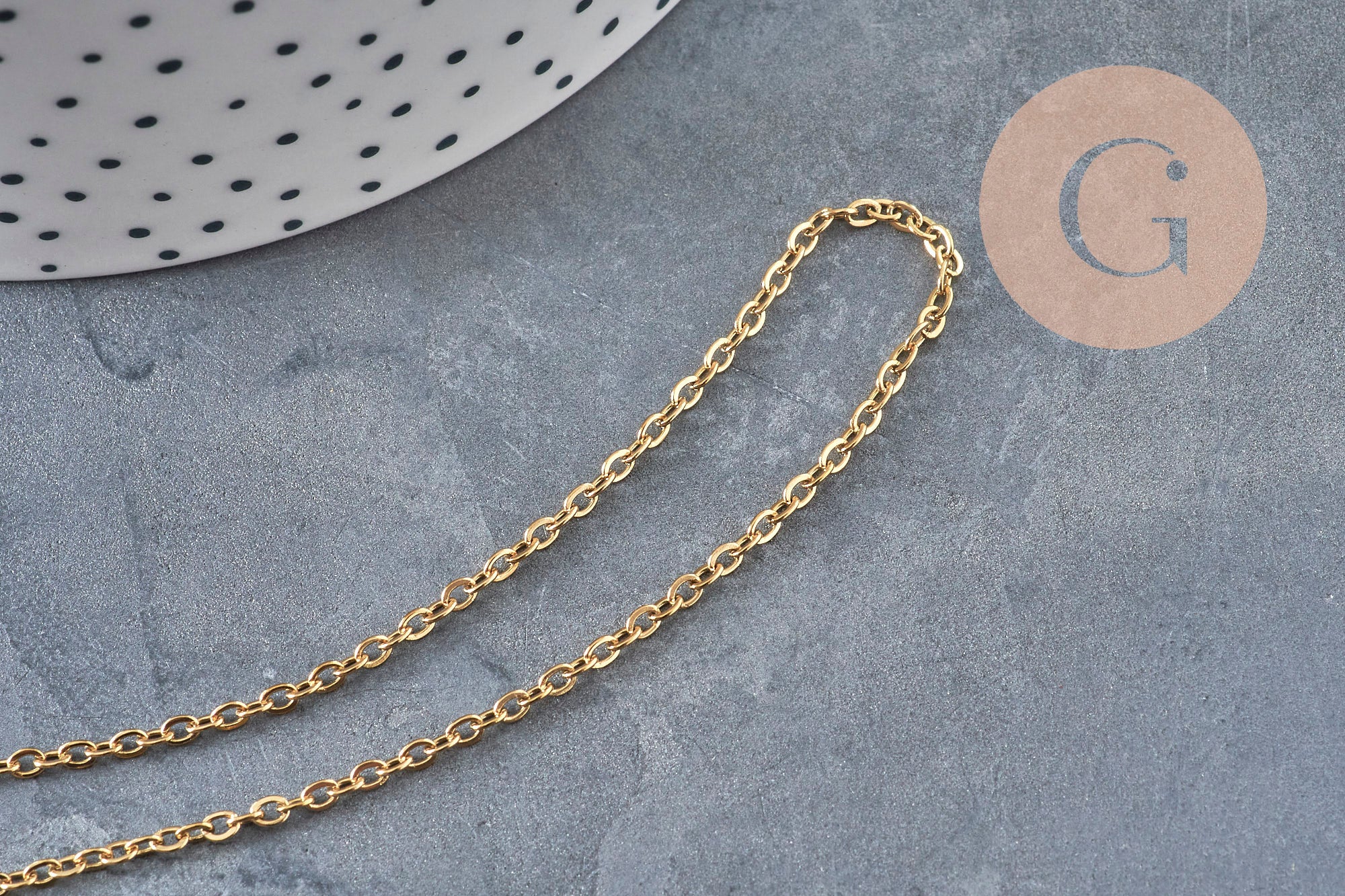 Gingerlily Chaîne forçat acier doré 2.5mm x1 m inox