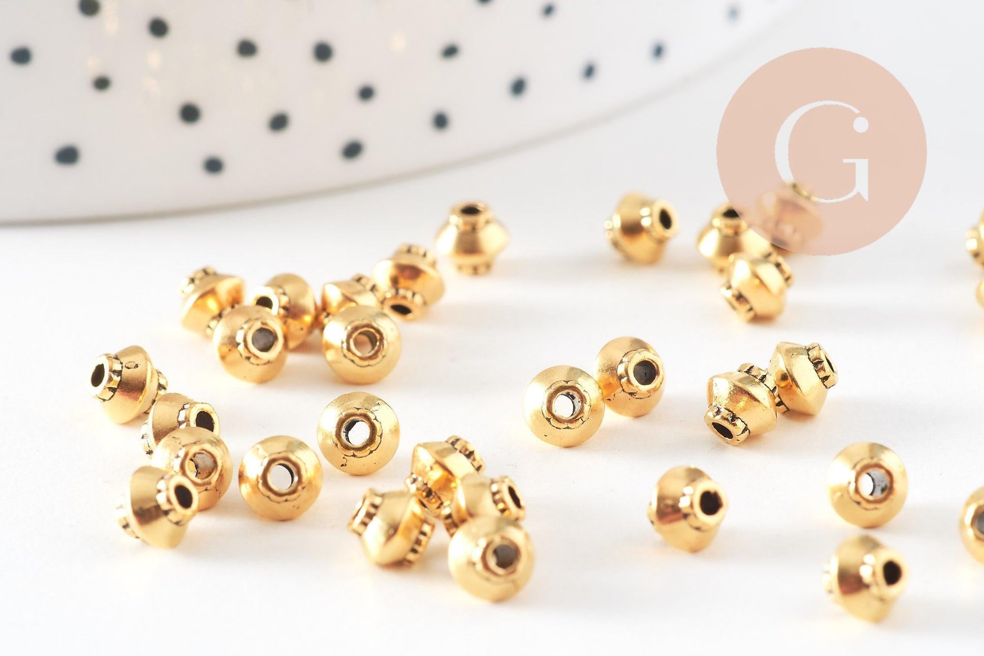 Gingerlily Perles rondelles zamac doré 5mm x50 style tibétain