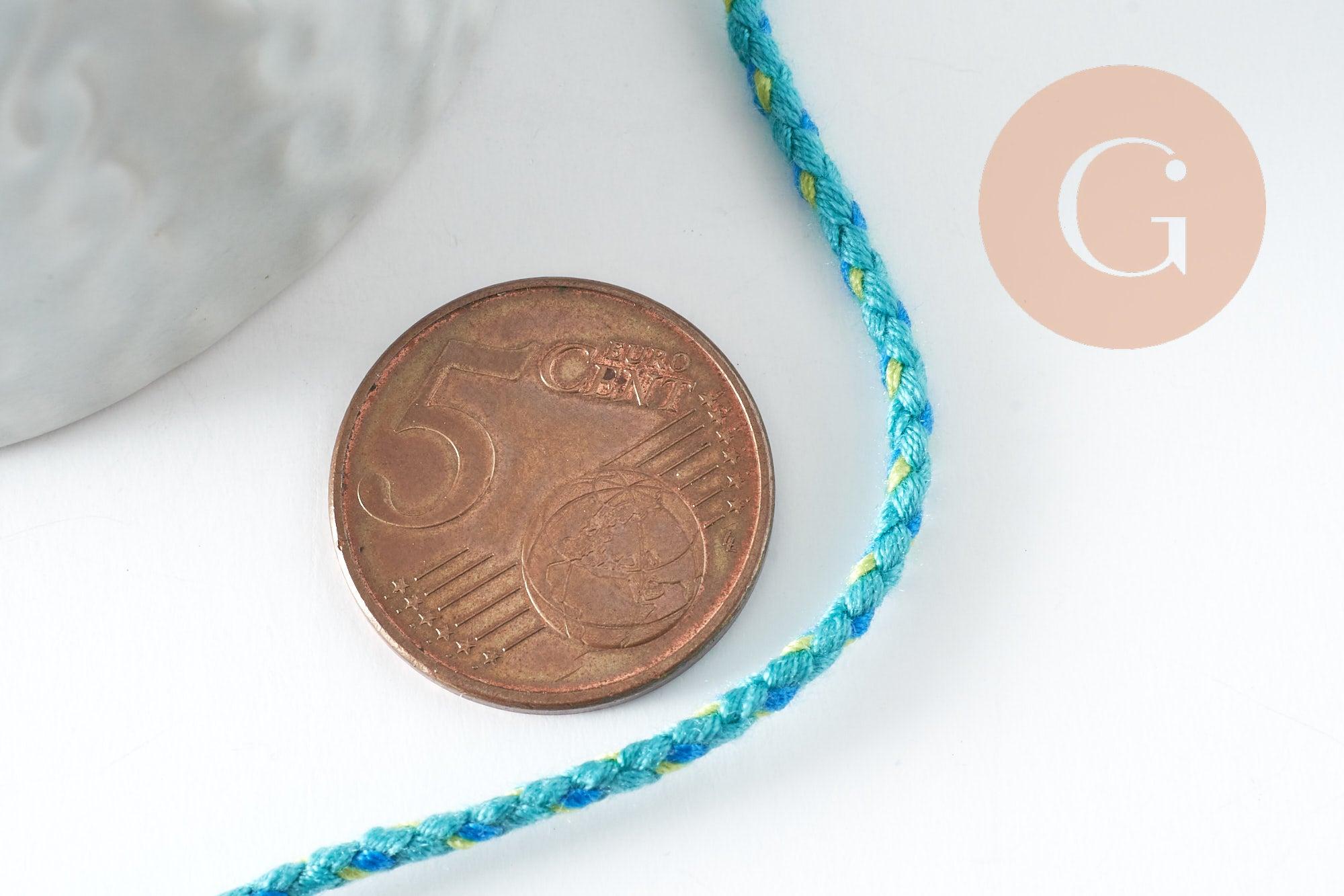 Gingerlily Cordons DIY G9502 cordon tressé turquoise 2mm 1m