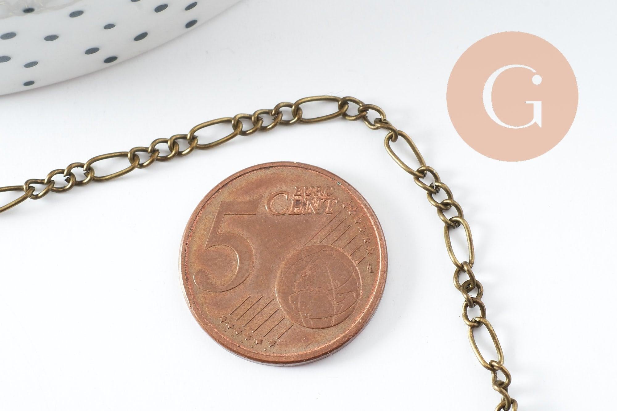 Gingerlily Chaînes maille figaro fer bronze 3-7 mm 5 m