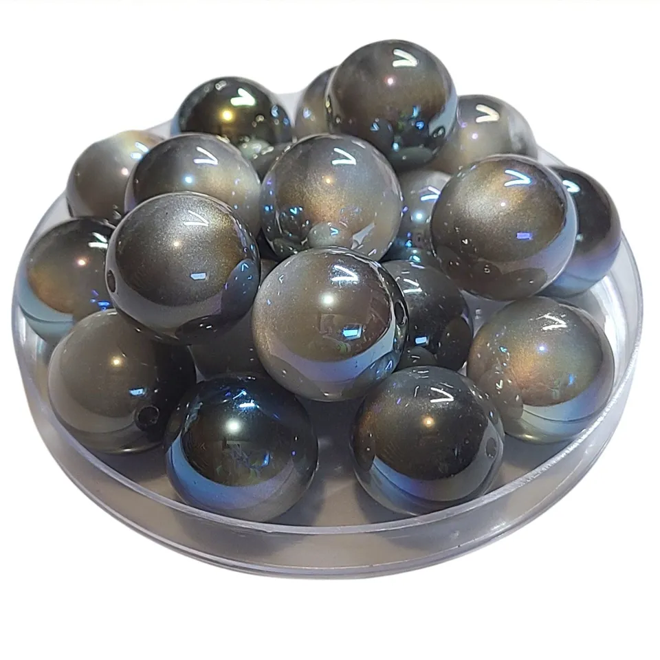 ARTSHOP Boules 20MM 297 Gris AB perles oeil de chat x1