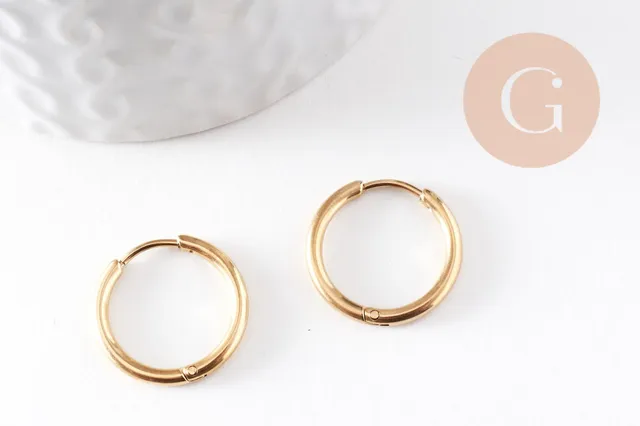 Gingerlily Créoles minimalistes acier doré 19mm la paire