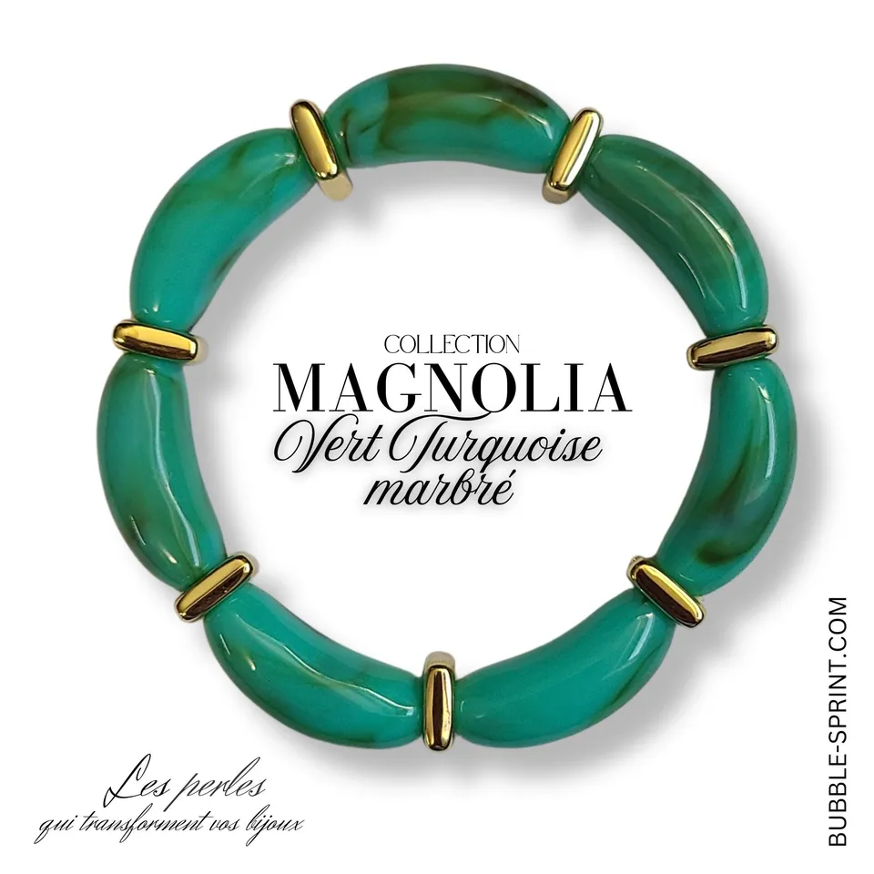 ARTSHOP Magnolia Vert Turquoise marbré kit bracelet à faire soi-même