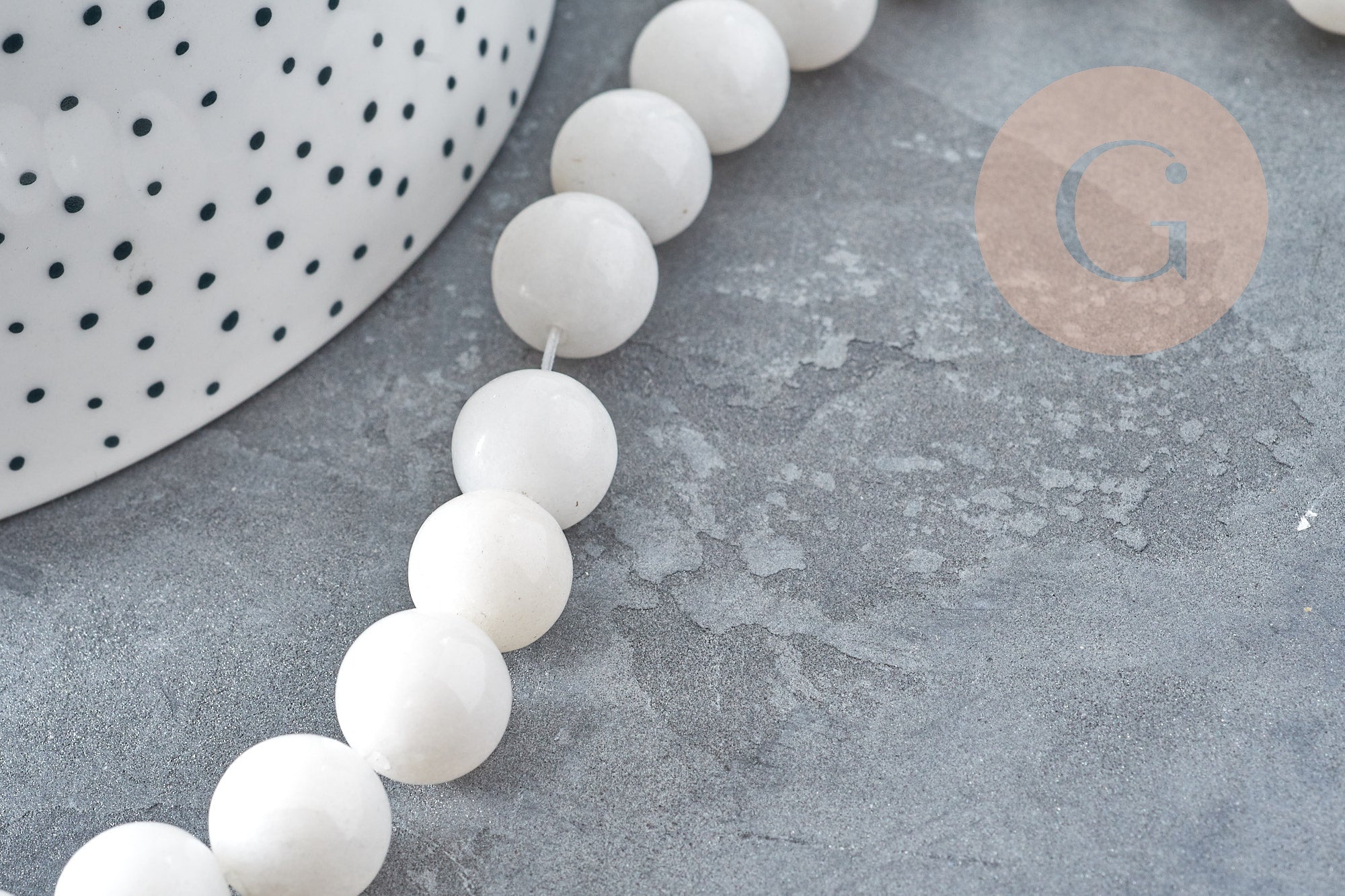 Gingerlily quartz neige G10572 perle ronde 12mm x5