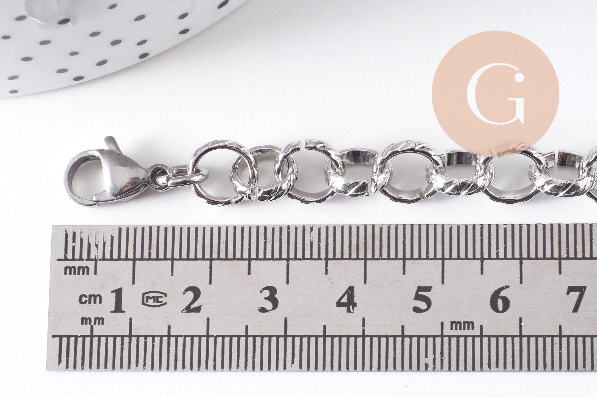Gingerlily G10313 bracelet grosse maille acier inoxydable 20,3 cm