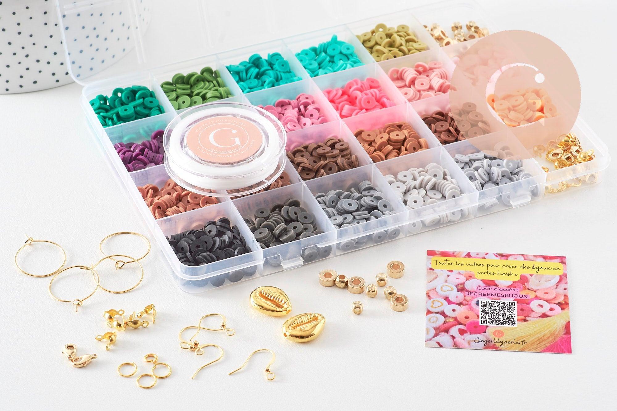 Gingerlily G9997 kit perles heishi vert caramel coffret x1
