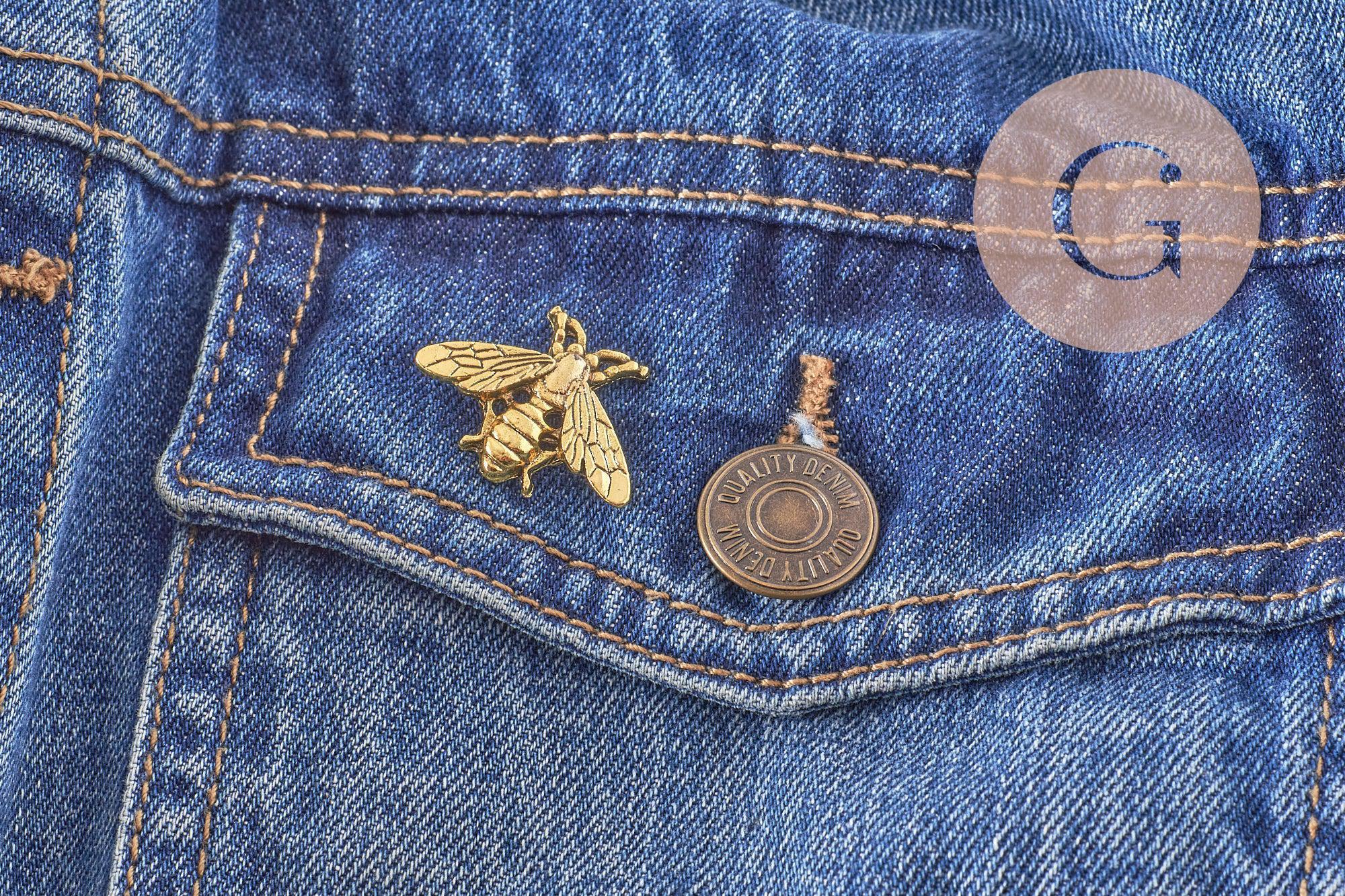 Gingerlily Broche abeille zamac doré vieilli 26mm x1