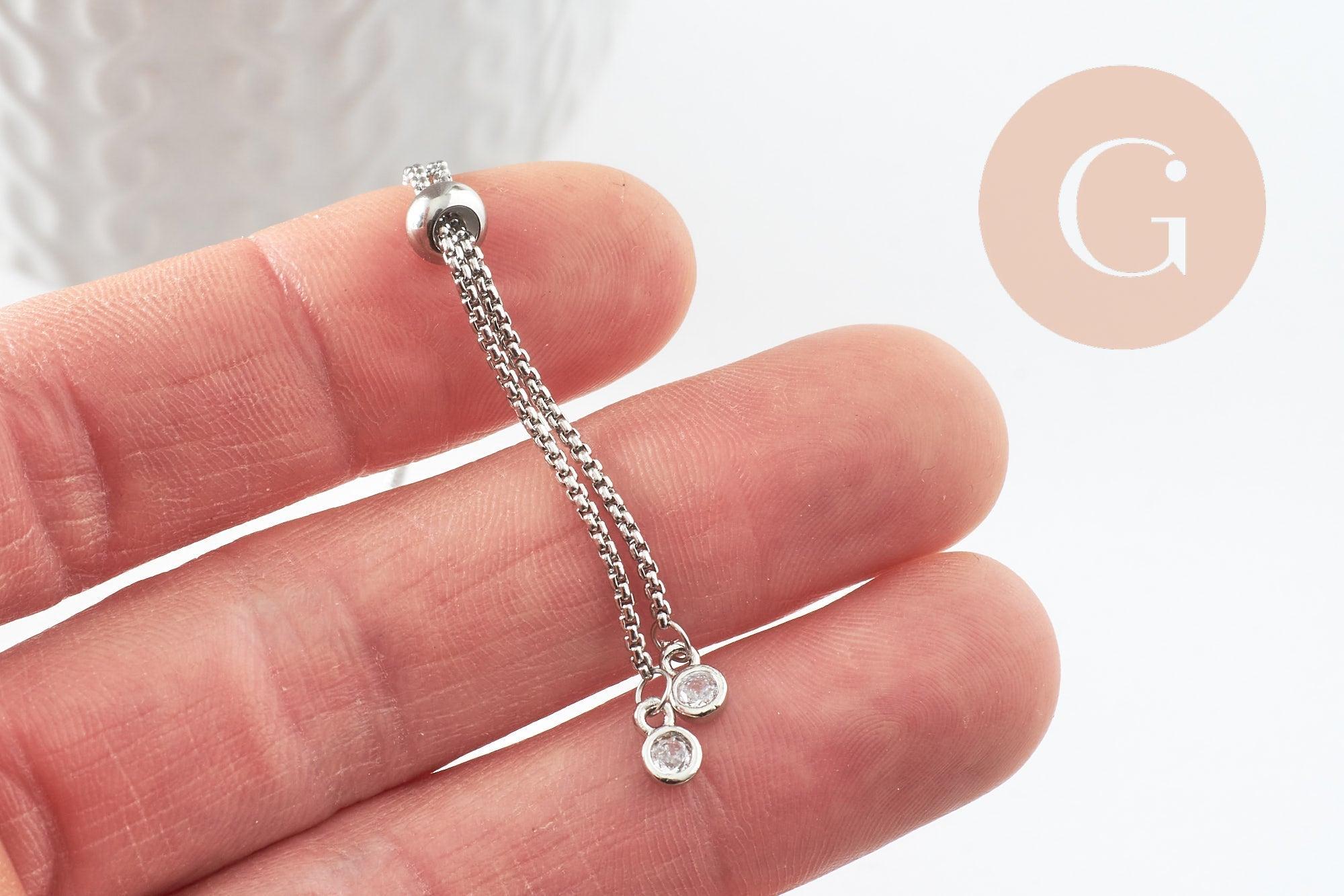Gingerlily Apprêts Base bracelet rolo acier zircon 26,6 cm x1