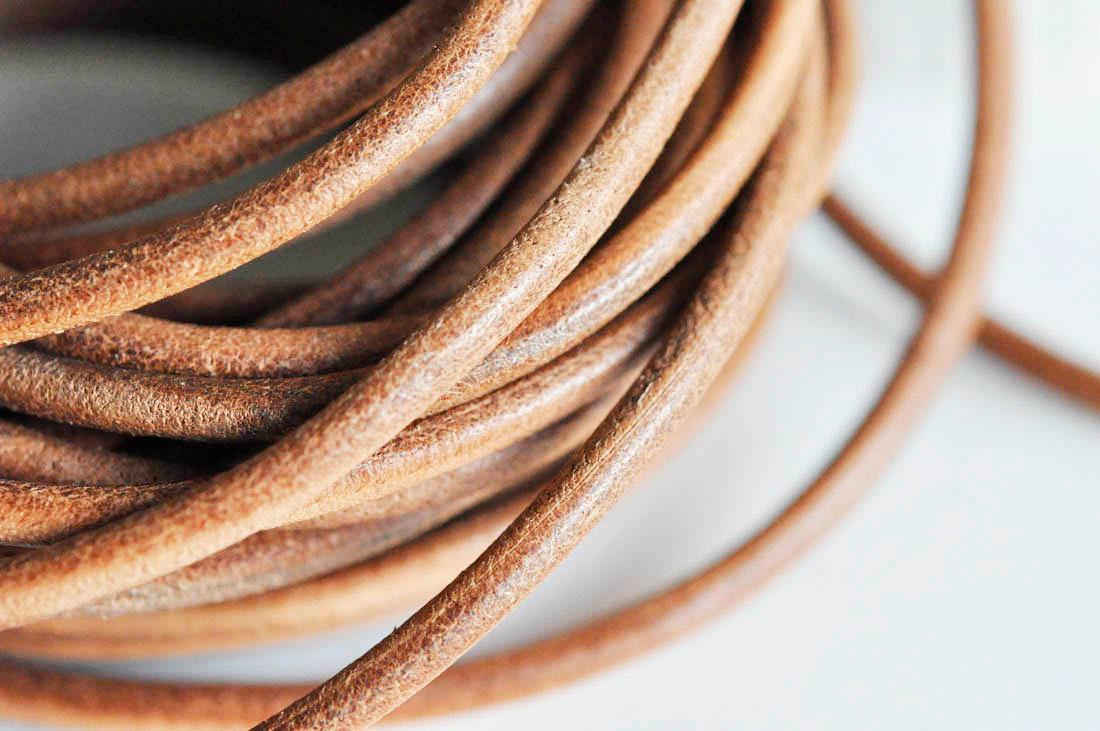 Gingerlily Cordon cuir marron G3063 naturel 4mm 1m