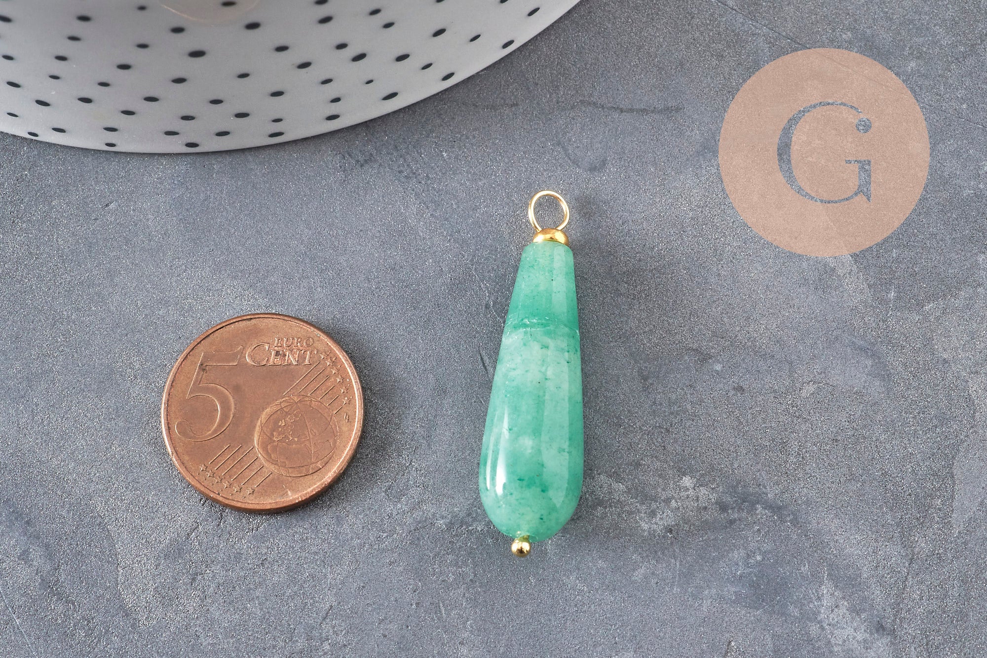 Gingerlily pendentif goutte aventurine verte 38mm x1