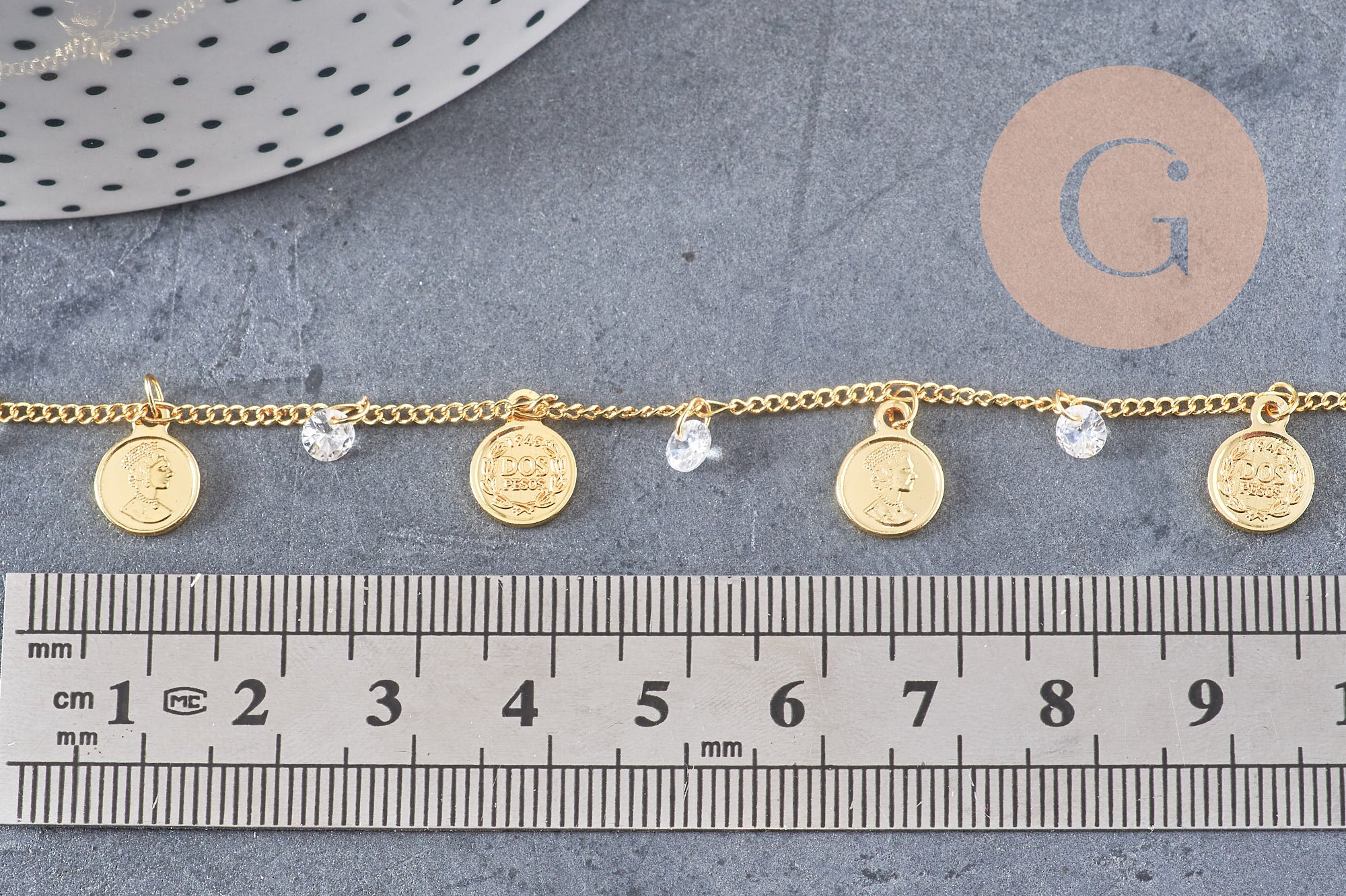 Gingerlily Chaînes DIY chaîne pastilles zircons dorée 1m G3176
