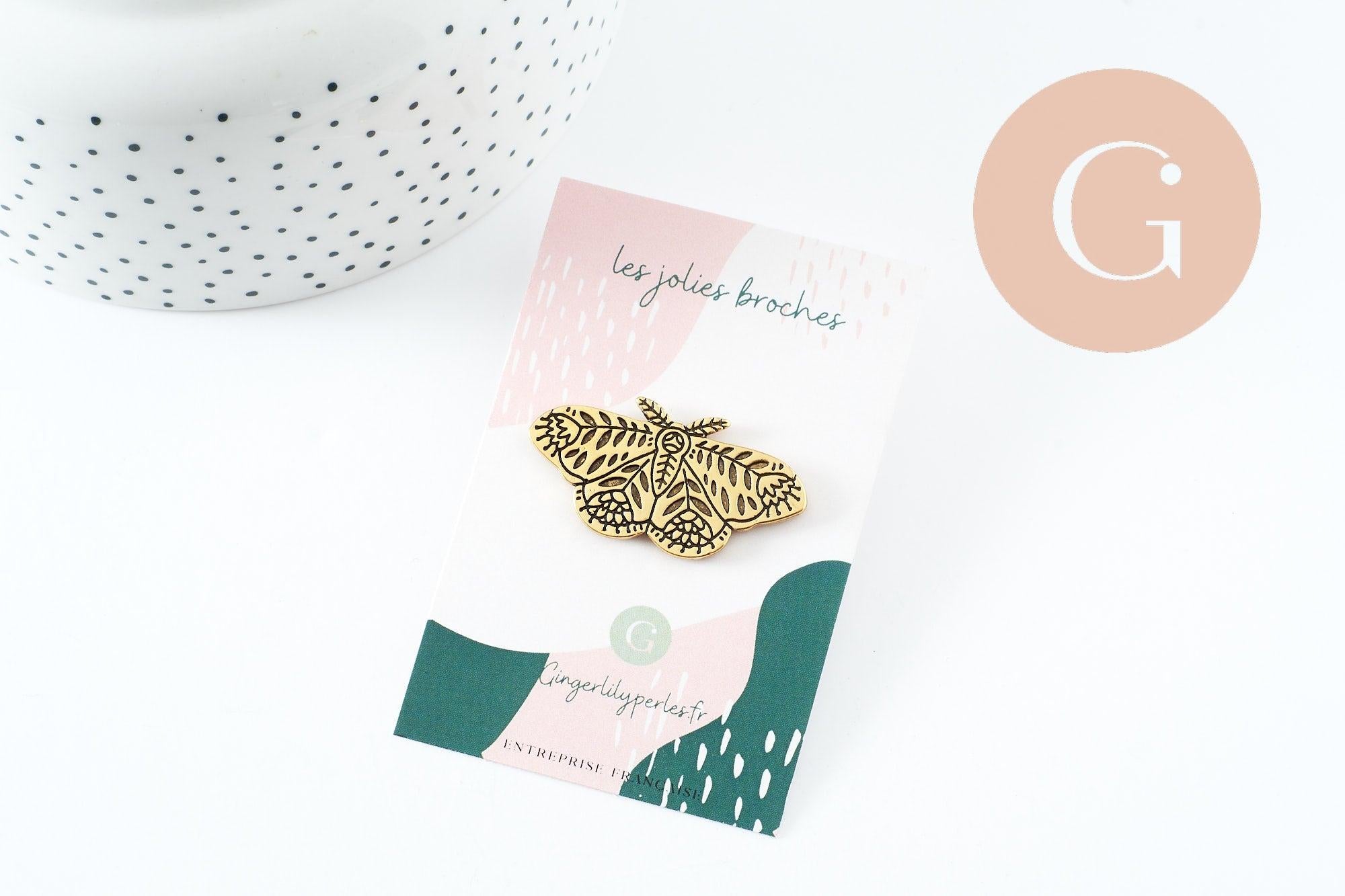 Gingerlily Broches papillon G9787 broche acier doré 41mm