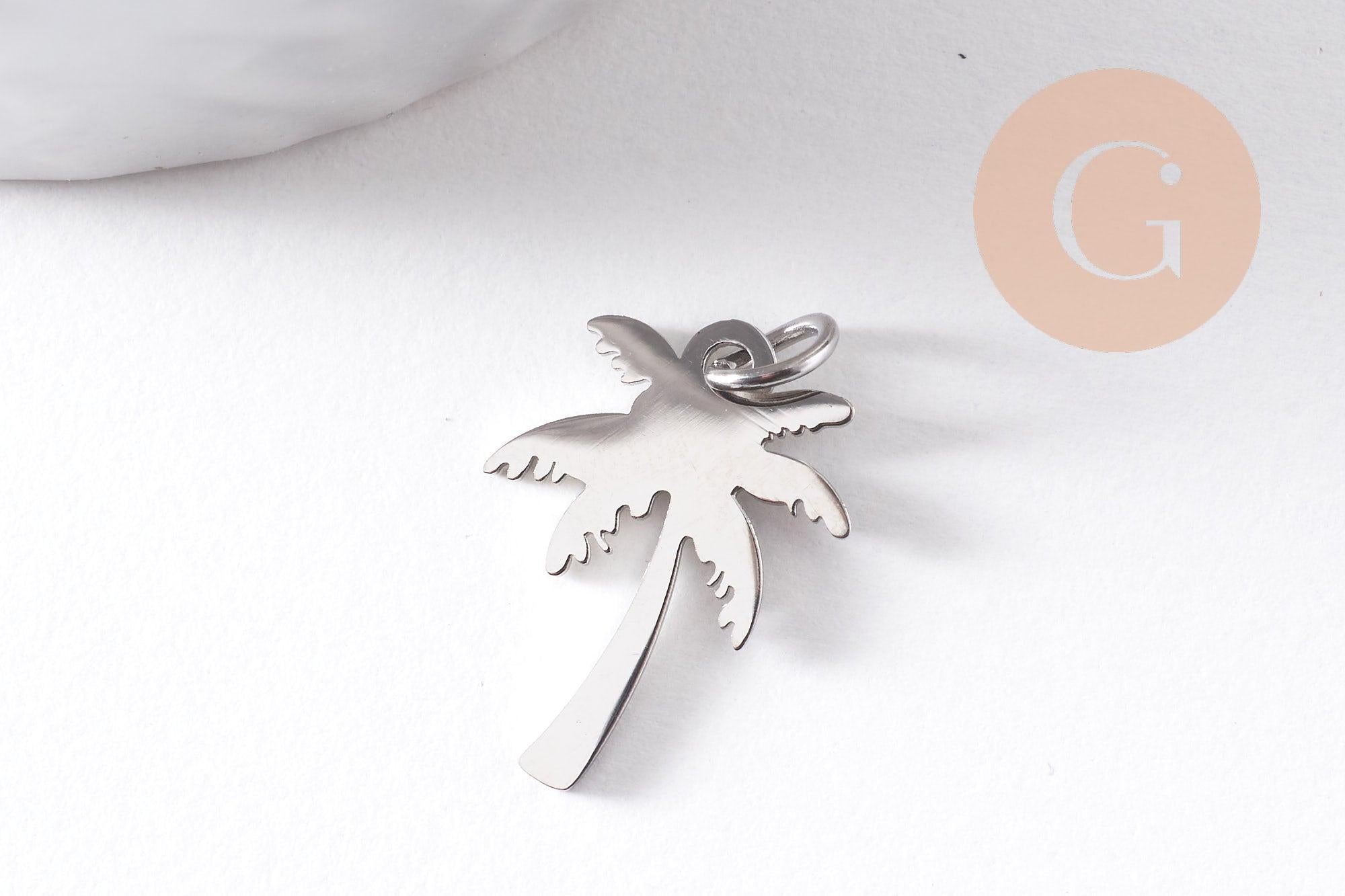 Gingerlily G10289 pendentif palmier acier doré x1 sans nickel