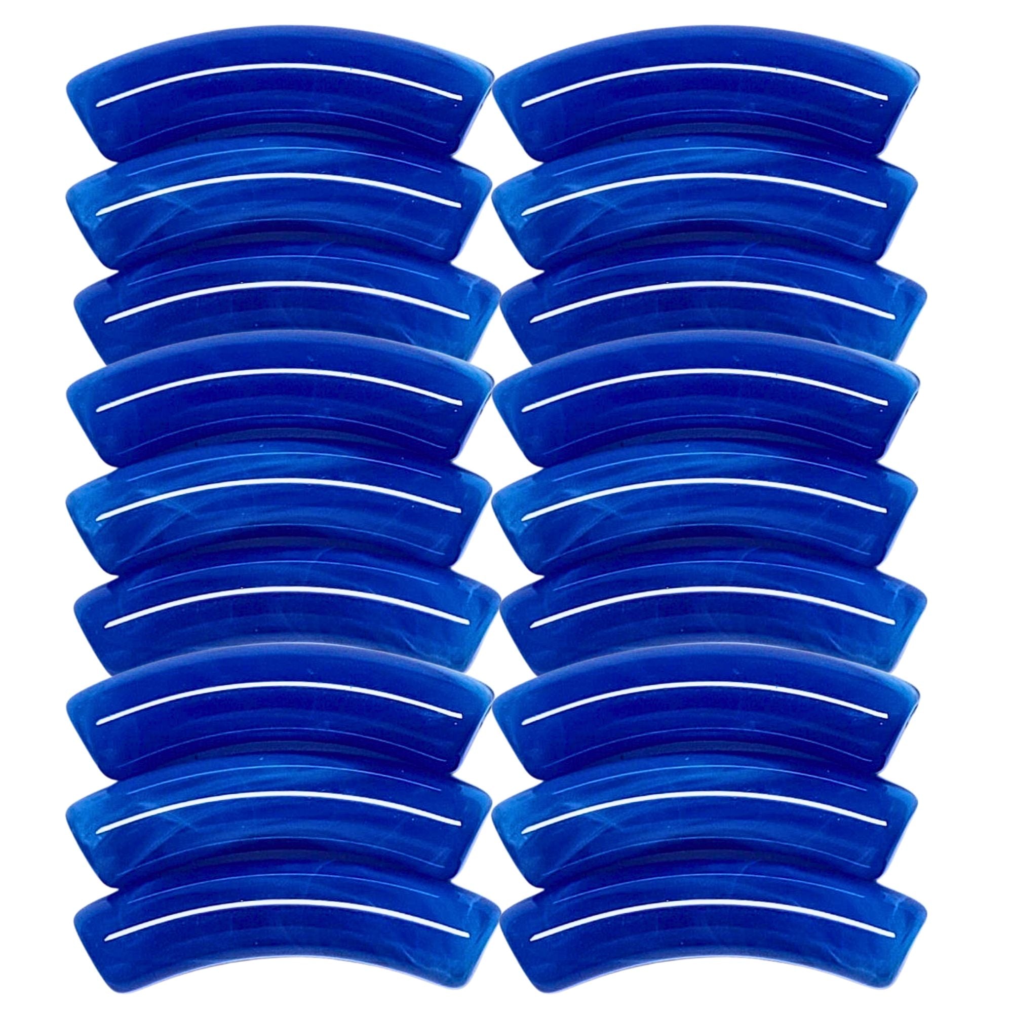 ARTSHOP Tubes 8MM Perles résine capri blue marbré x6