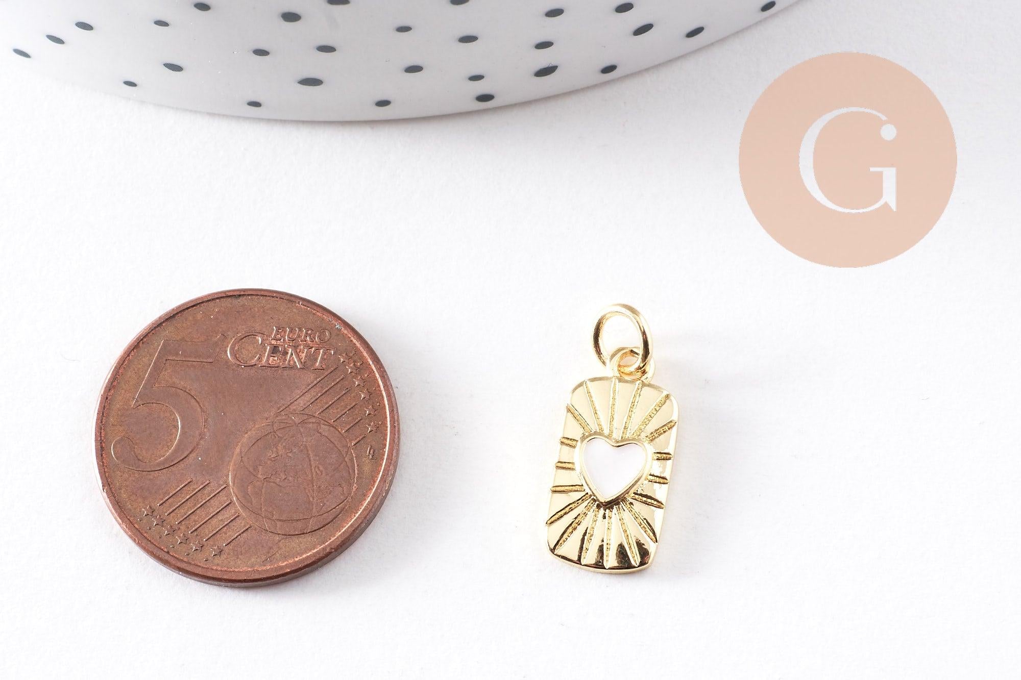 Gingerlily Pendentifs Cœur Nacre Laiton Doré 16.5mm x1