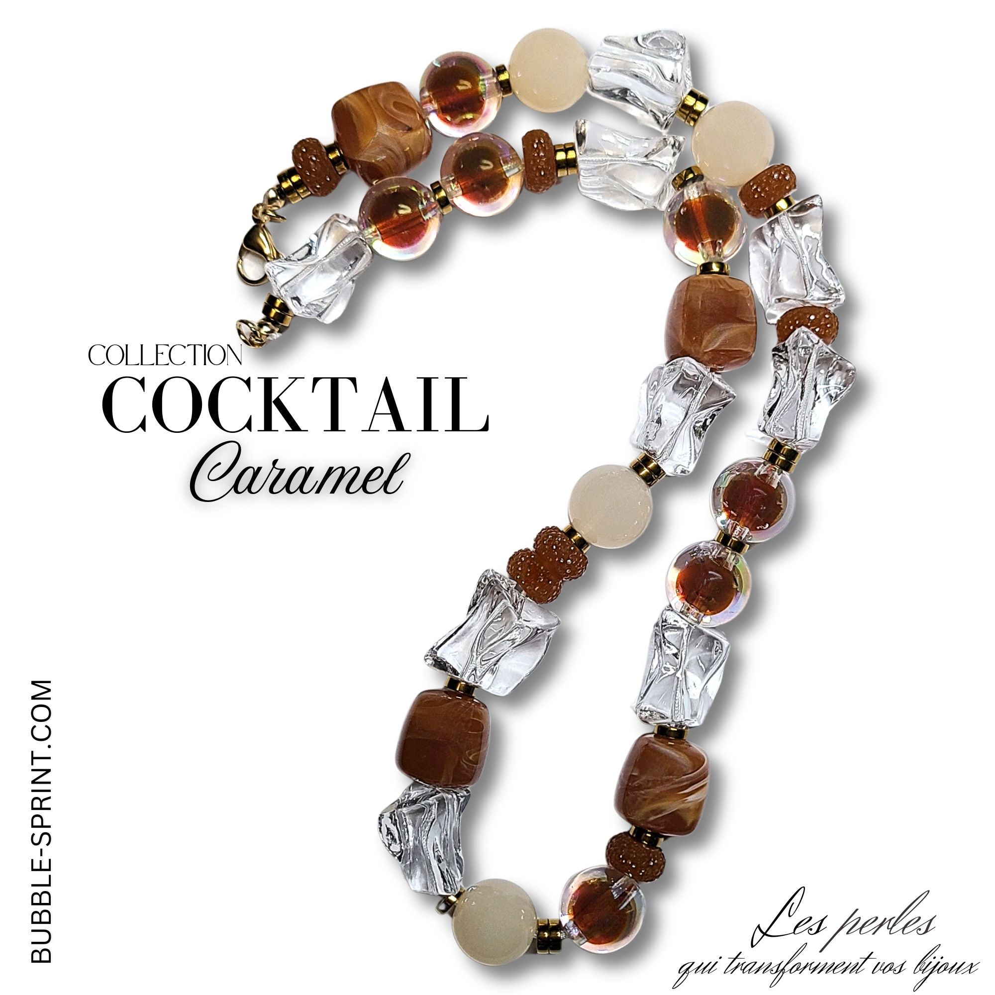 ARTSHOP Cocktail Saveur Caramel collier 52cm monté