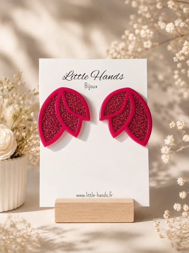 Little Hands Bijoux Poppy boucles d’oreilles fleurs fushia