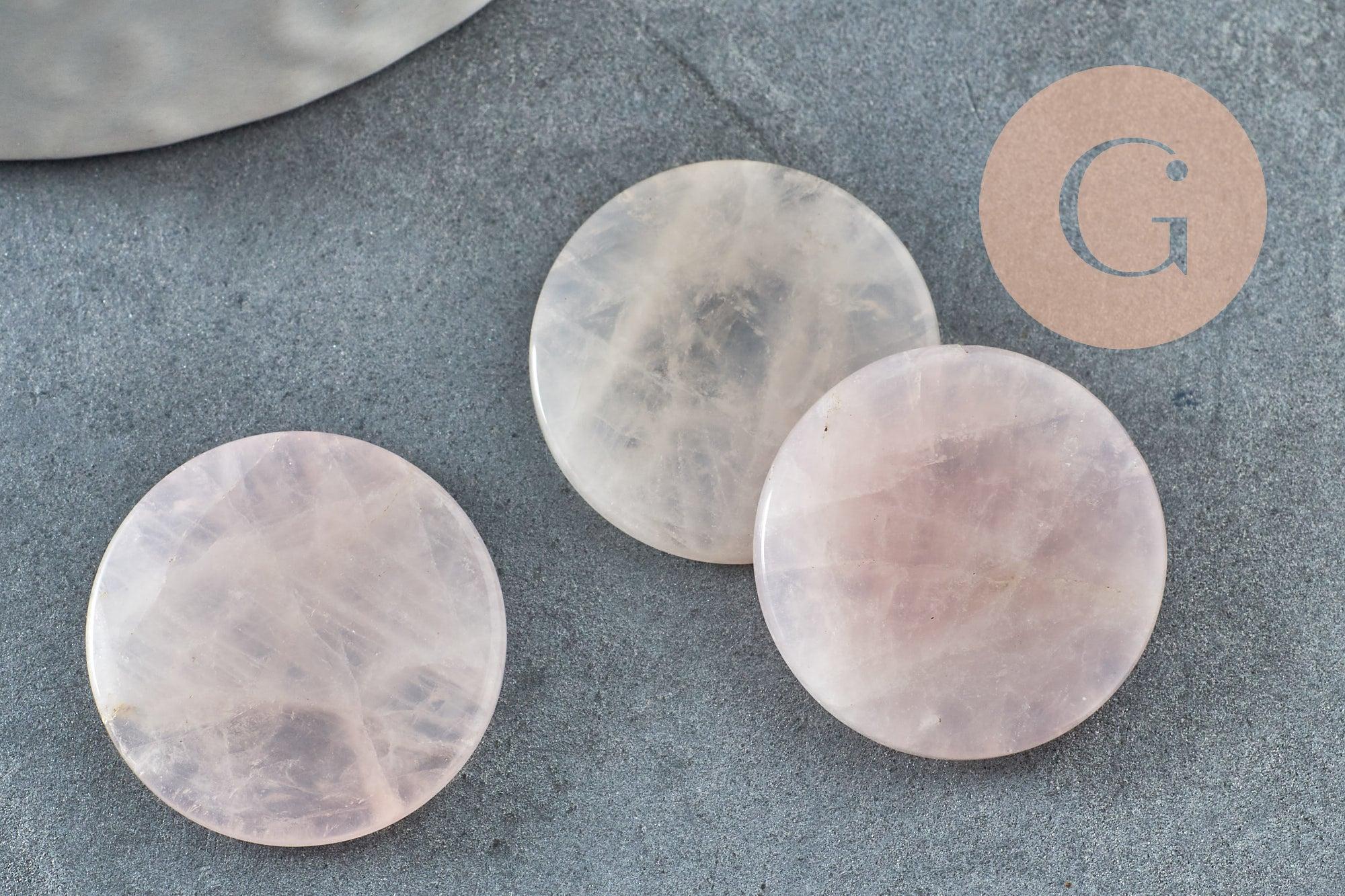 Gingerlily quartz rose cabochon disque 20mm x1 rose