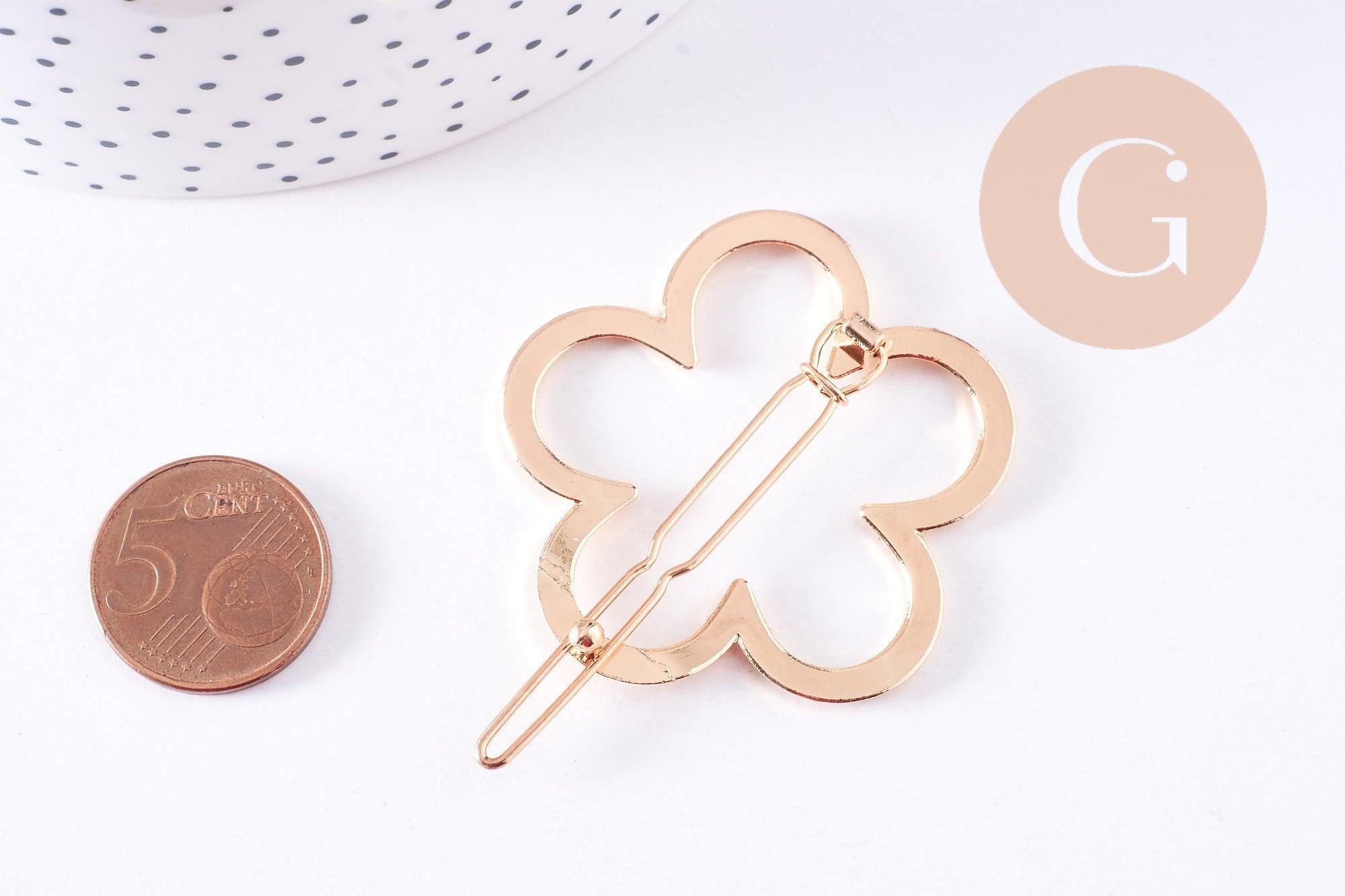 Gingerlily support barrette fleur clip doré 57mm x1