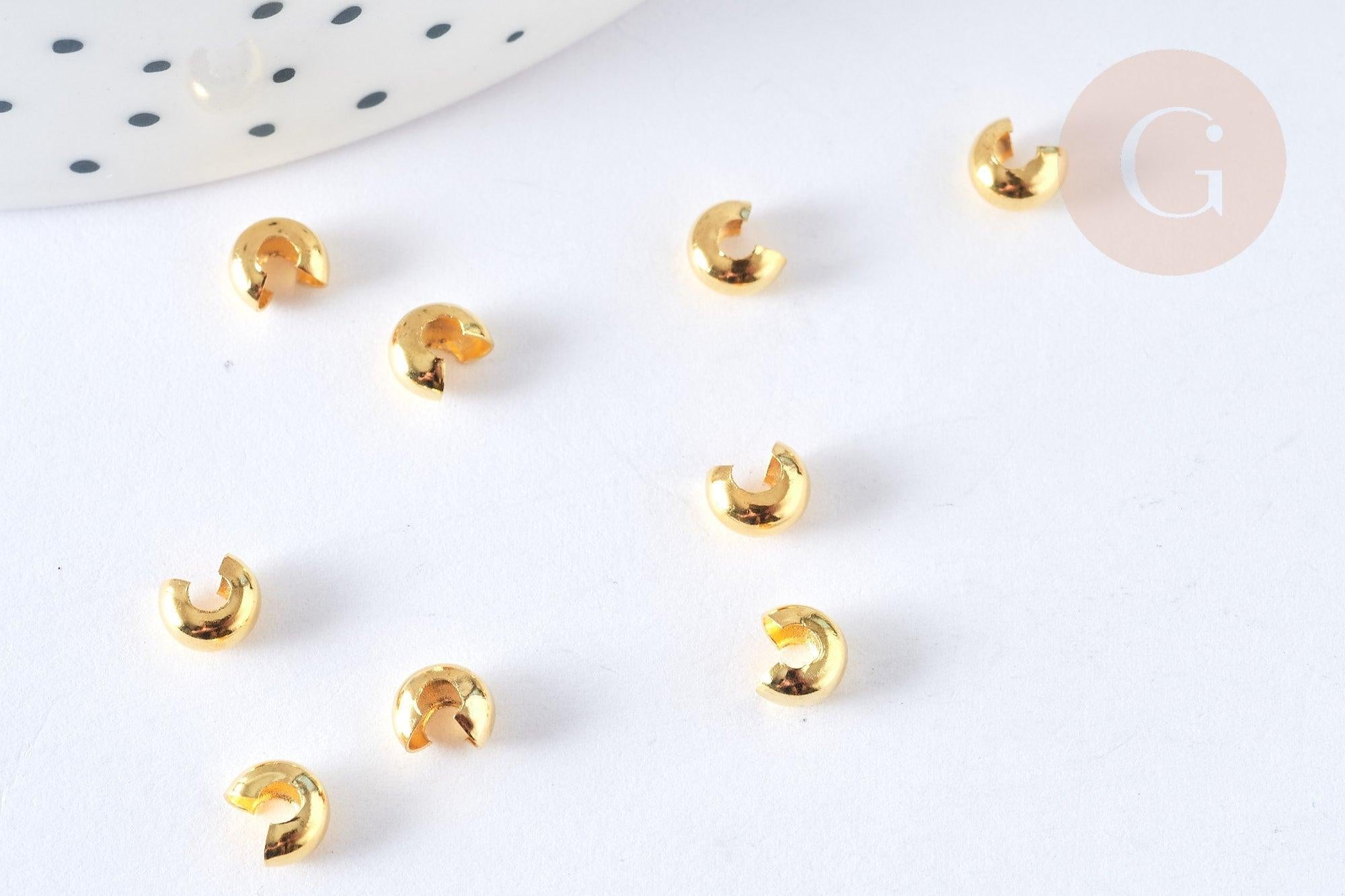 Gingerlily Apprêts Caches perles à écraser laiton doré 4mm x50