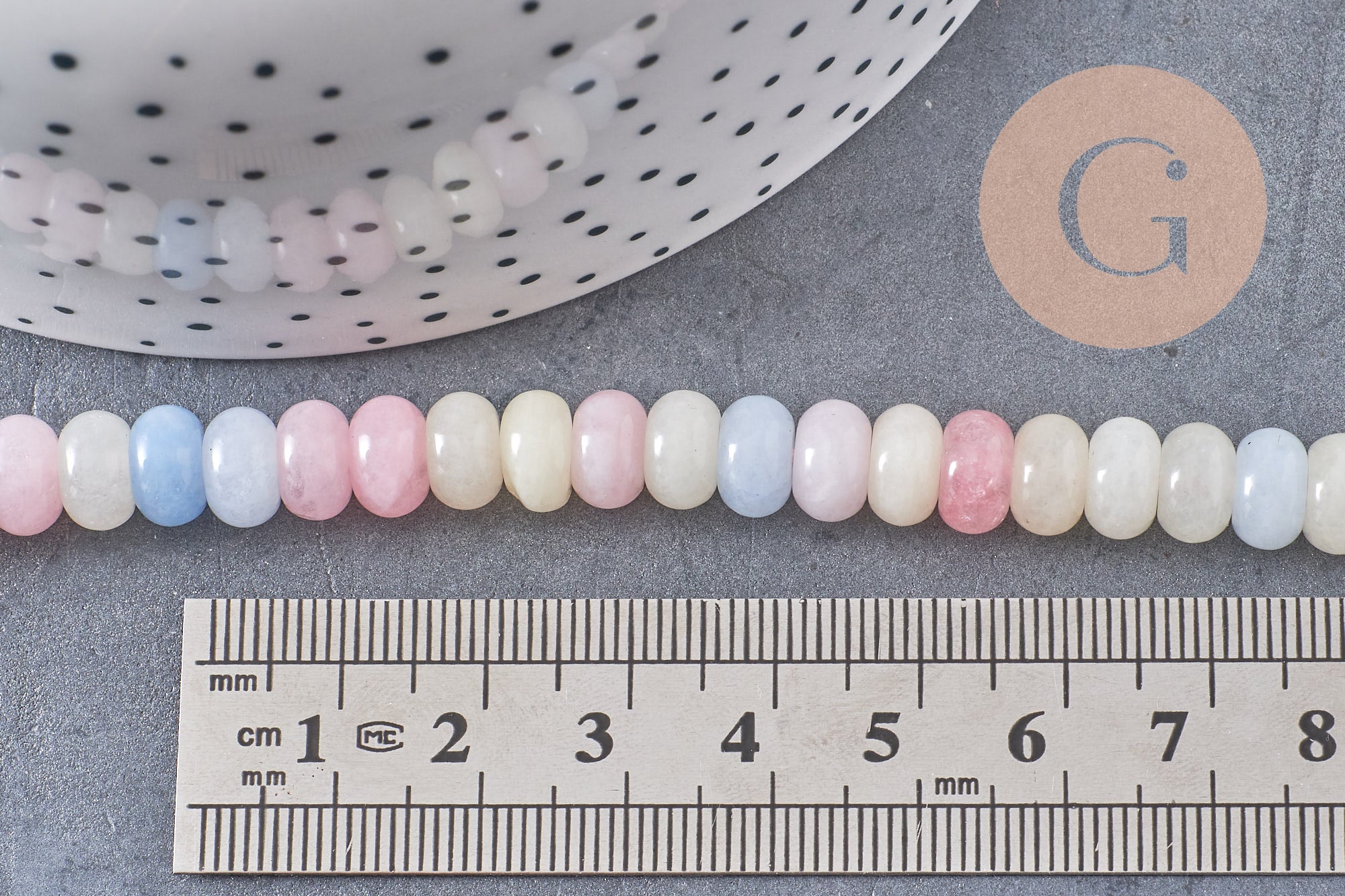 Gingerlily Perles DIY Perle rondelle jade pastel 8x5mm fil