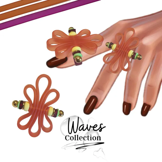 ARTSHOP Bijoux en KITS Waves kit bague silicone orange fuchsia n°7