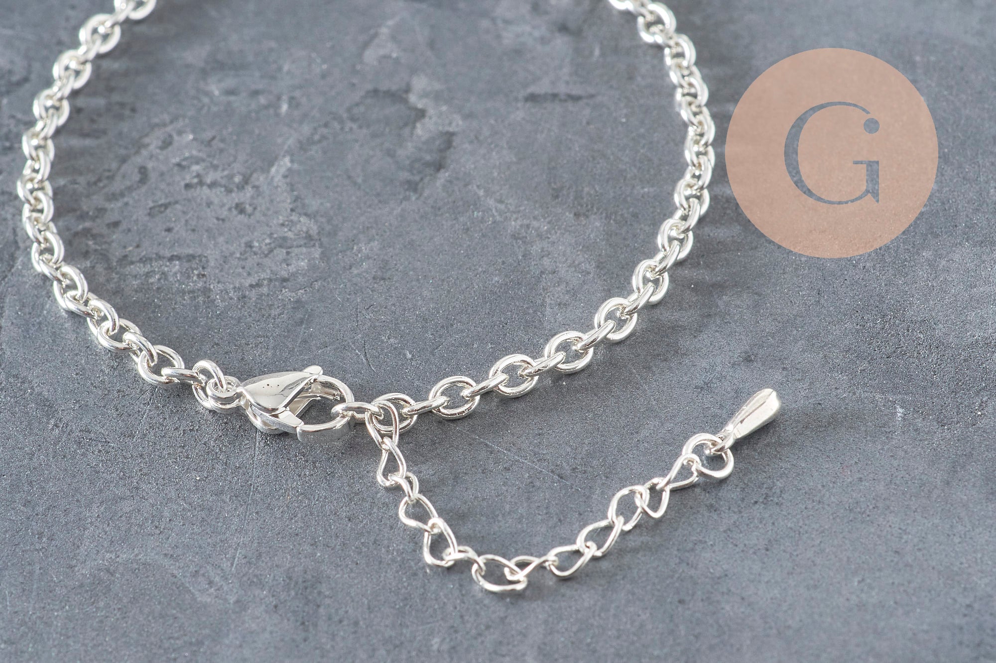 Gingerlily base bracelet chaîne forçat acier argenté 15,5cm