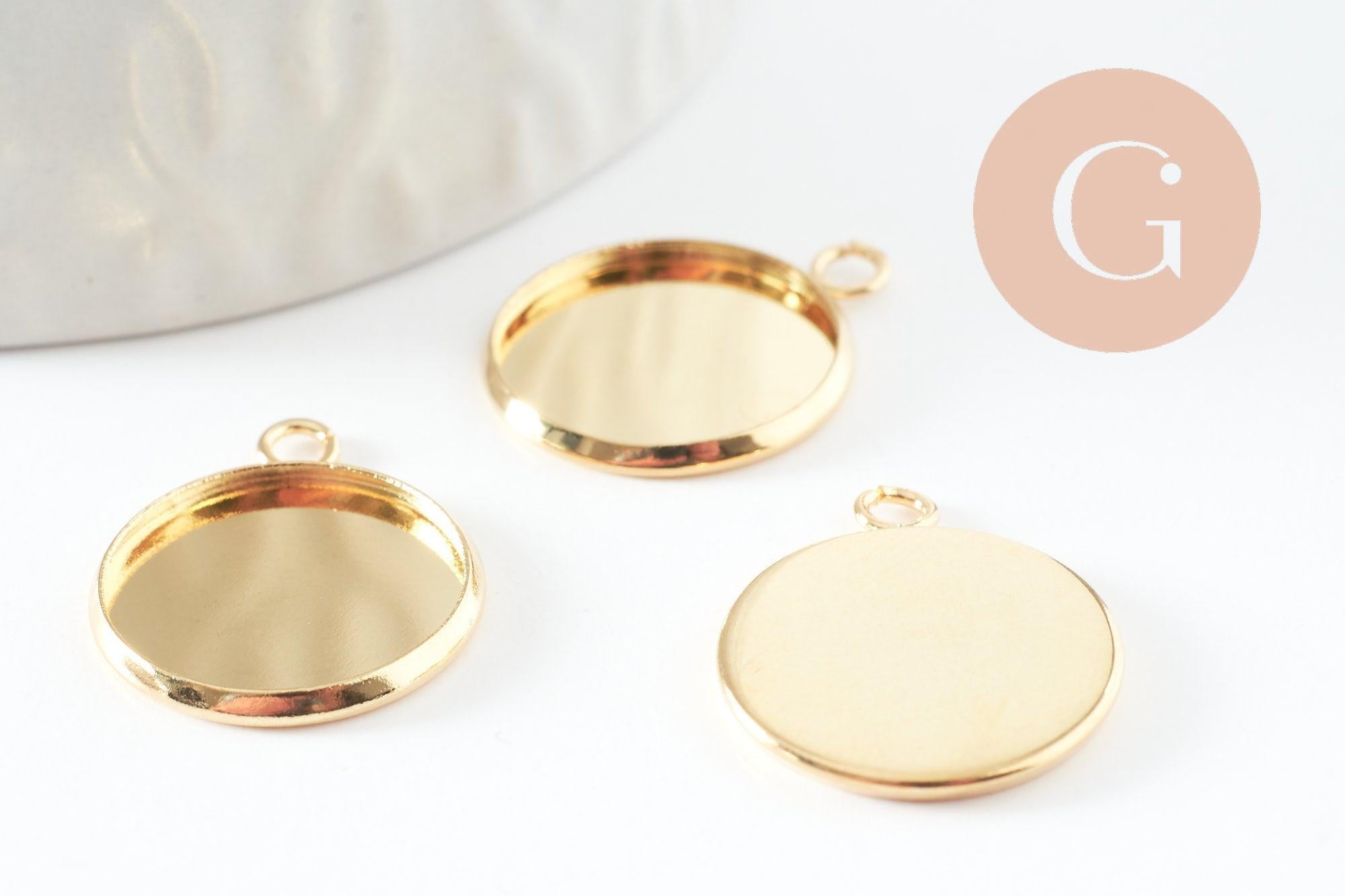 Gingerlily Support pendentif rond G9538 acier doré cabochon 16mm x1