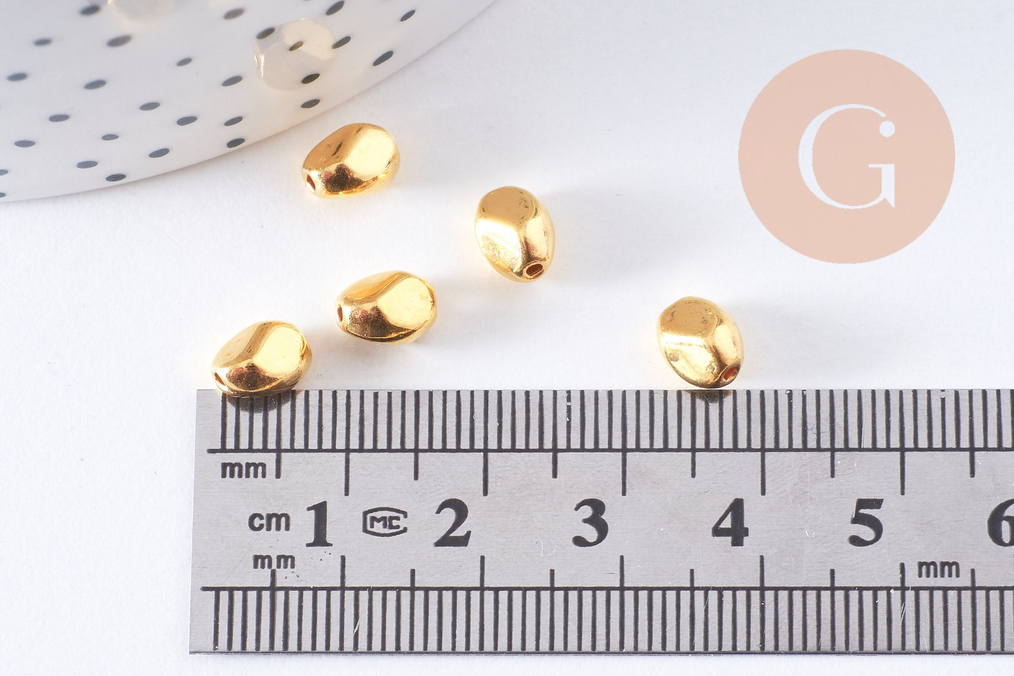 Gingerlily G10686 perles nuggets zamac doré 6x5mm x40