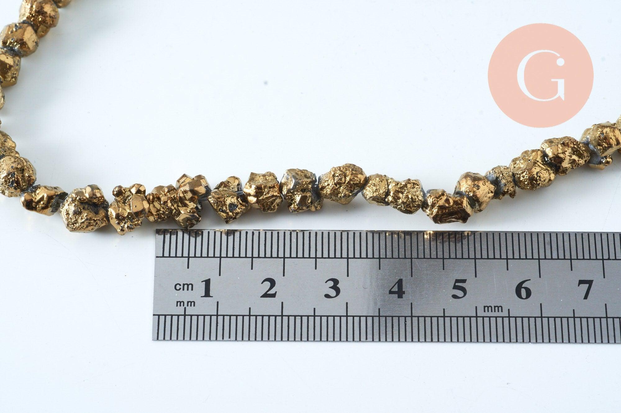 Gingerlily Fil quartz brut doré nuggets 8-12mm 40cm