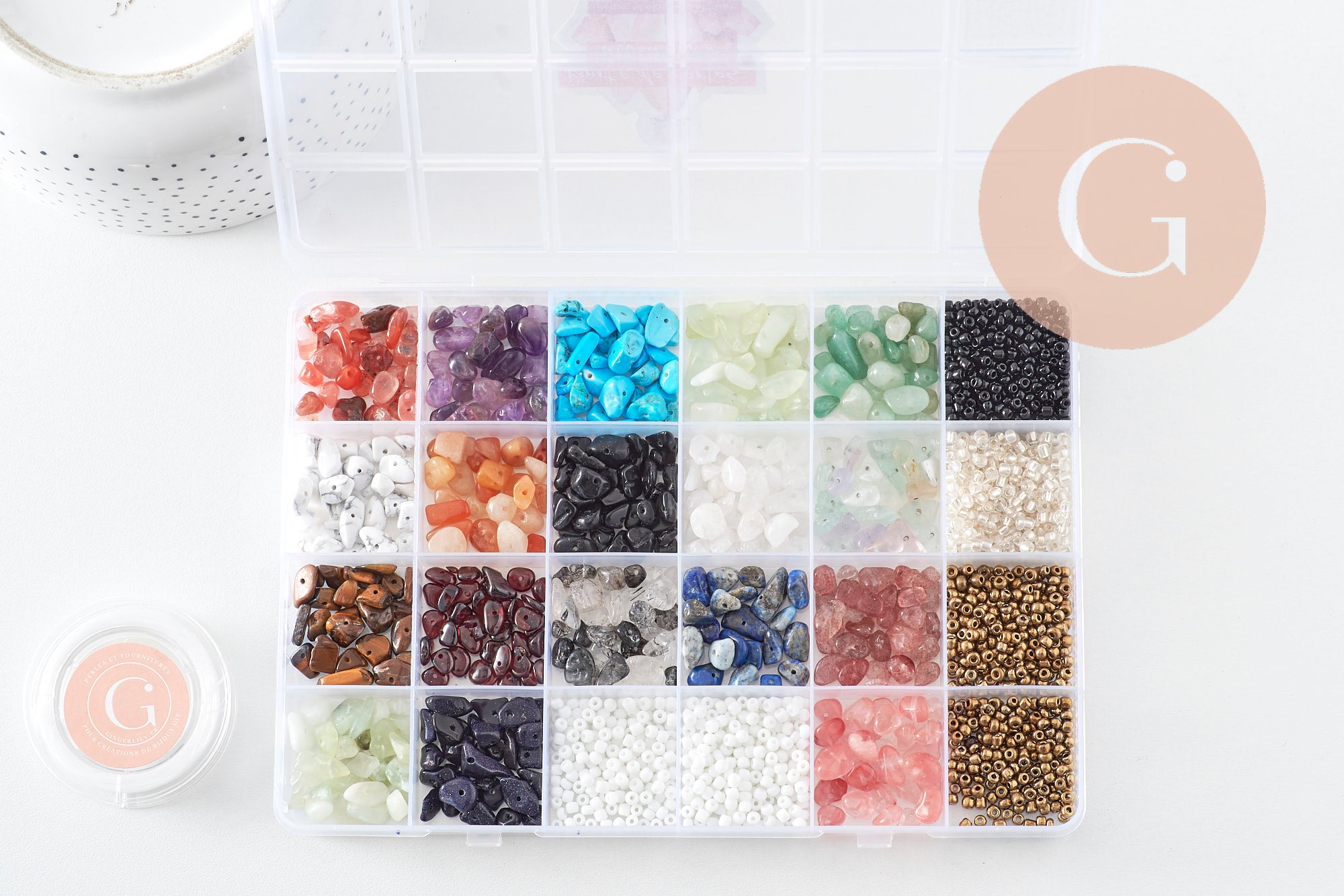 Gingerlily Perles Kit G10956 pierres 18 couleurs bracelet élastique