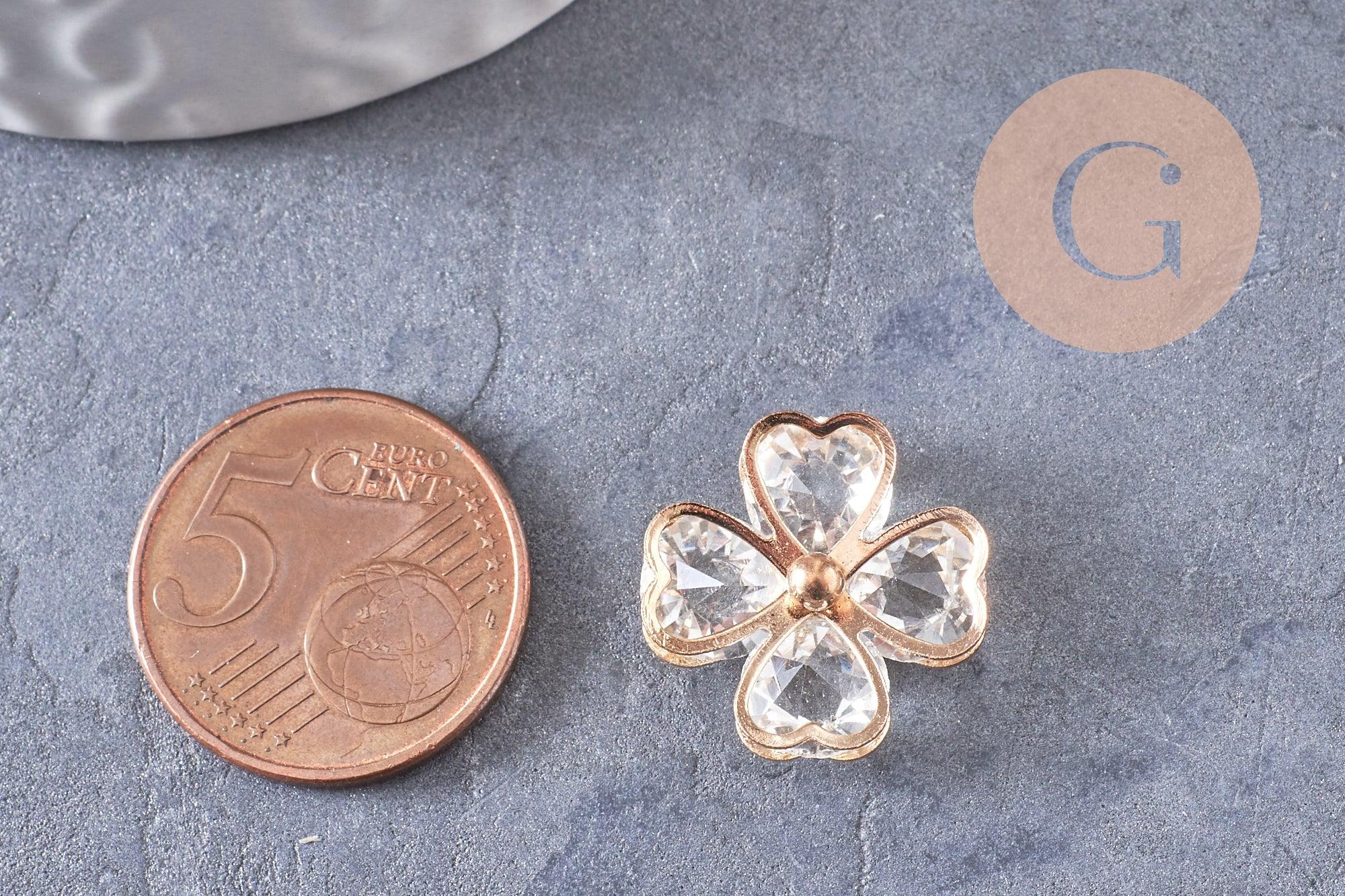 Gingerlily pendentif trèfle 4 feuilles G10415 doré 18mm x2