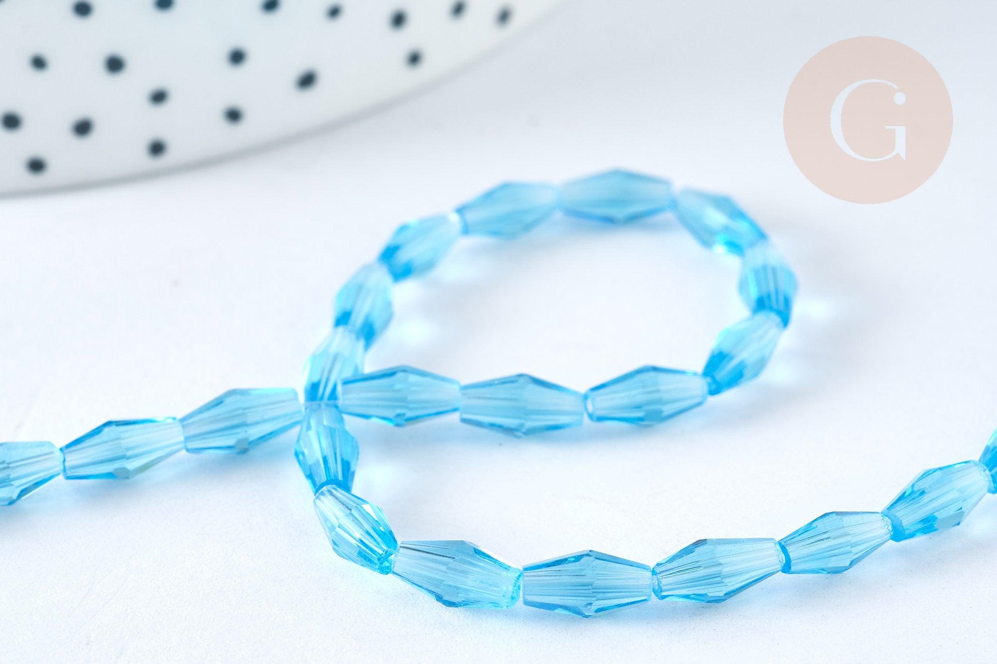 Gingerlily Perles losanges cristal turquoise 8x4mm fil 60cm