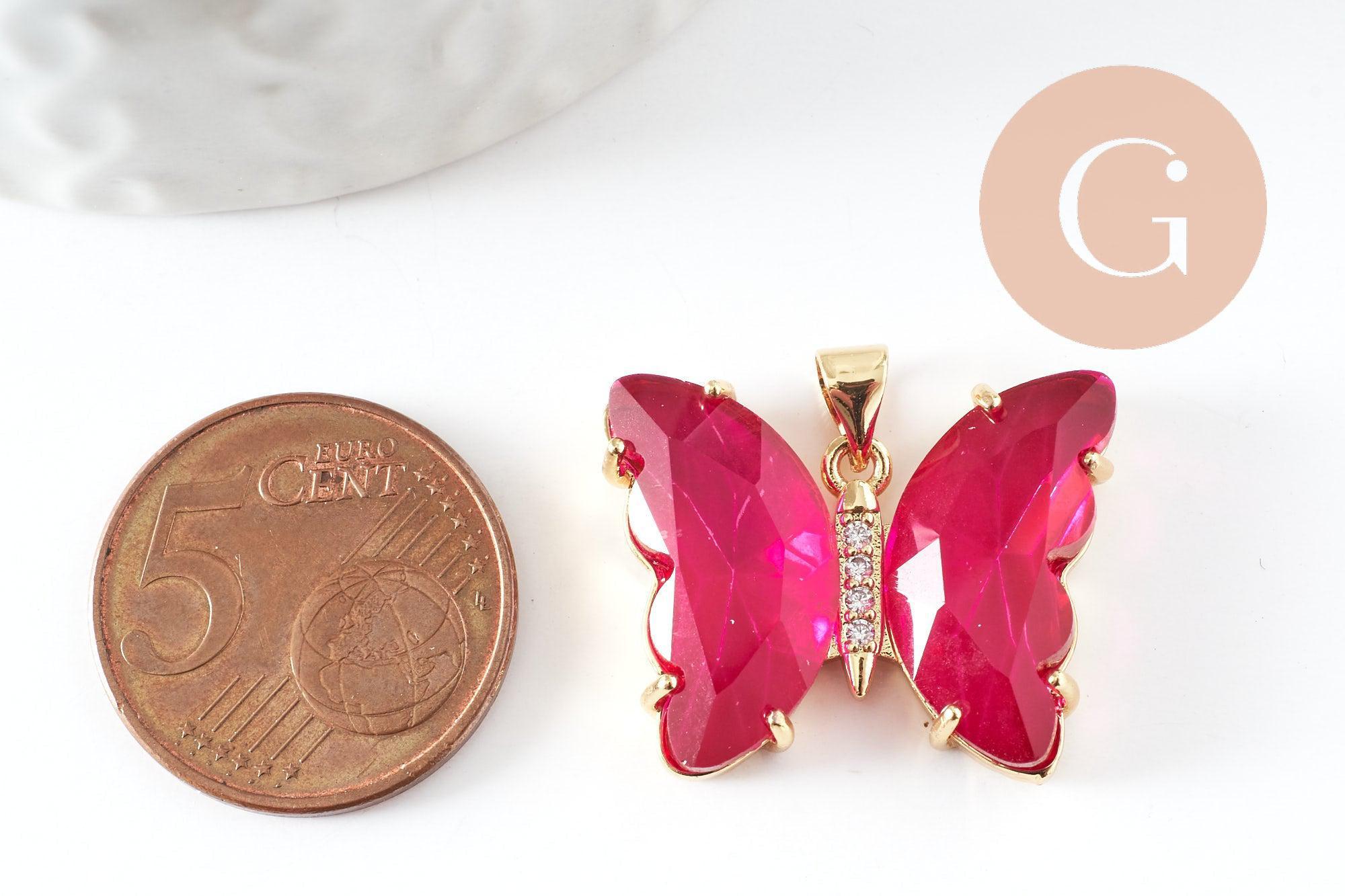 Gingerlily pendentif papillon cristal doré 26,5 mm