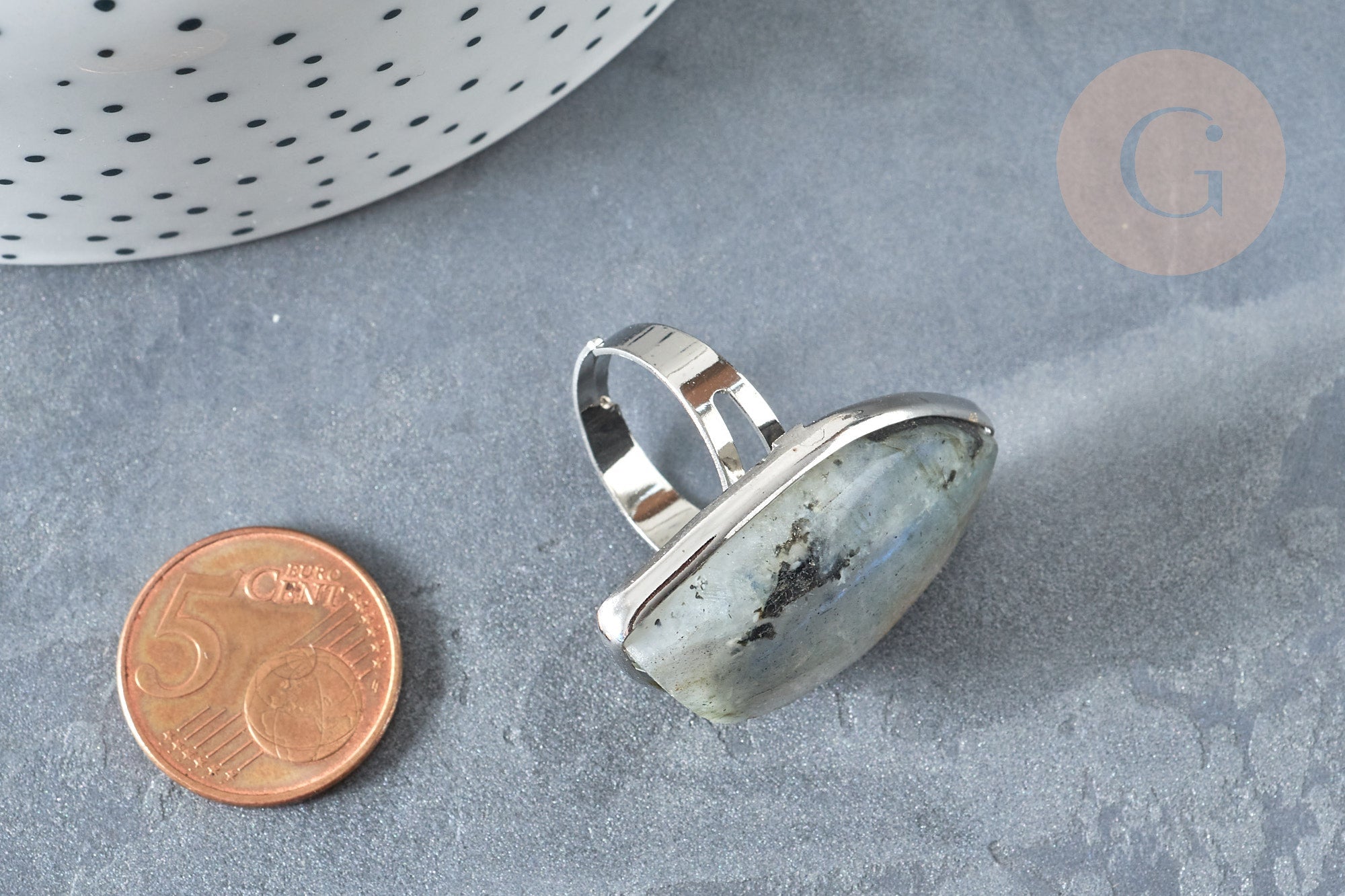 Gingerlily Bague réglable G7365 labradorite 18,5mm x1