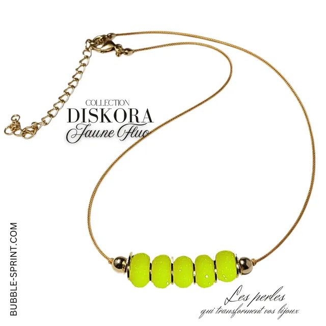 ARTSHOP DISKORA collier jaune fluo acrylique
